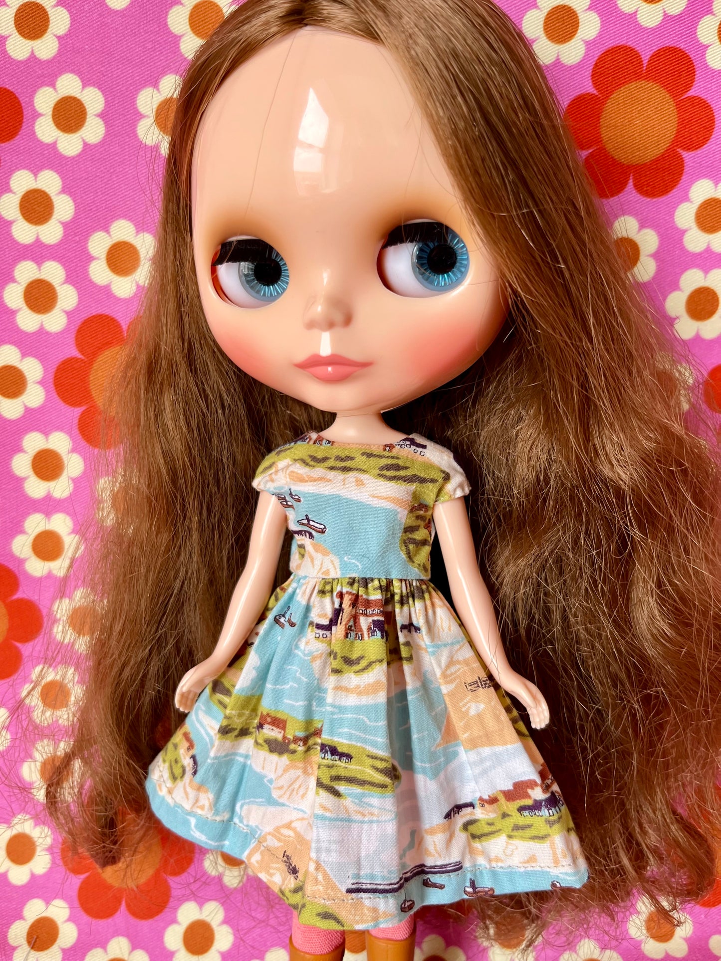 St Ives Summer Cap Sleeve Dress for Blythe Doll