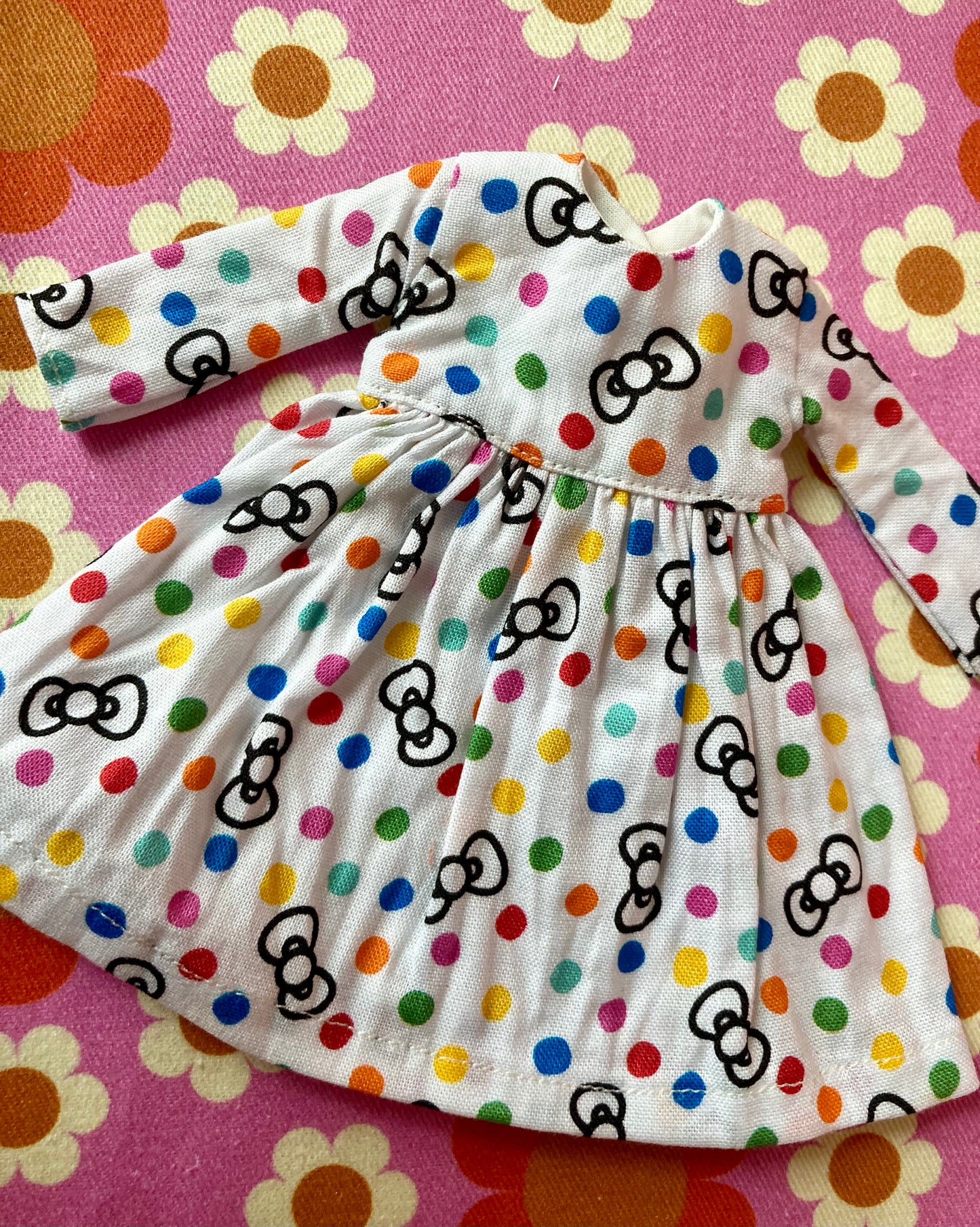 Cute Sanrio Hello Kitty Bow Japanese Print Dress for Blythe Doll