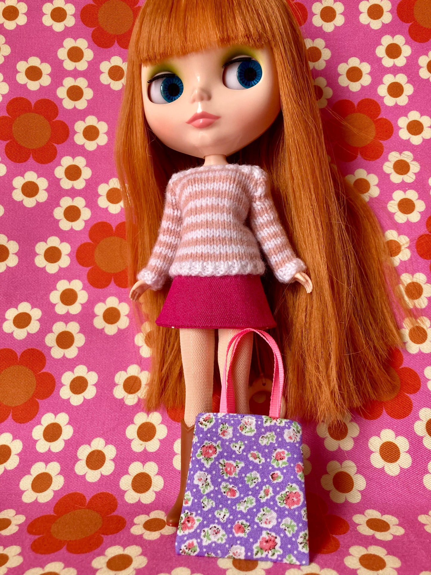 Breton Sweater, Skirt & Bag for Blythe Doll