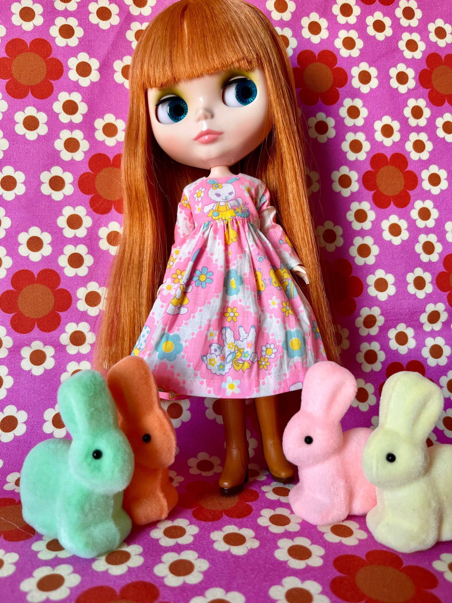Pink Easter Bunny Dress for Blythe Doll.