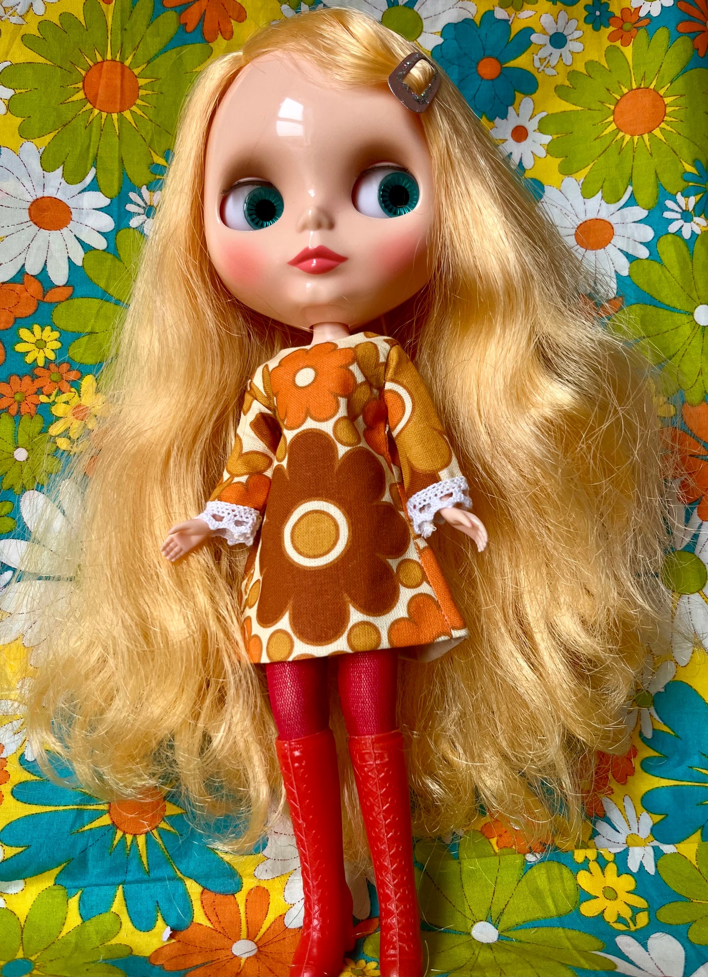 Alice Apple Mod Shift dress with sleeves OOAK