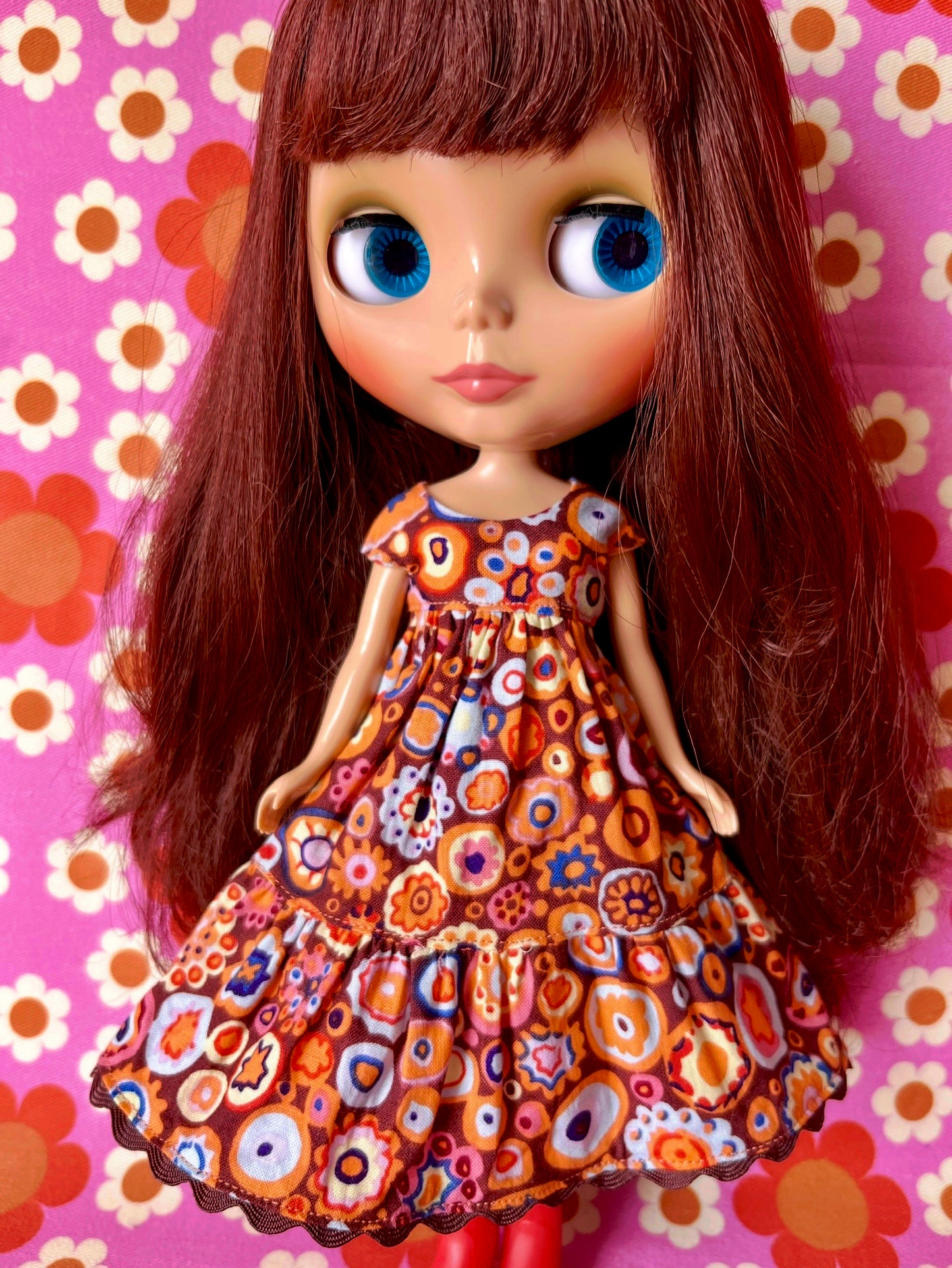 Paperweight Hippie Orange/Brown Dress for Blythe Doll