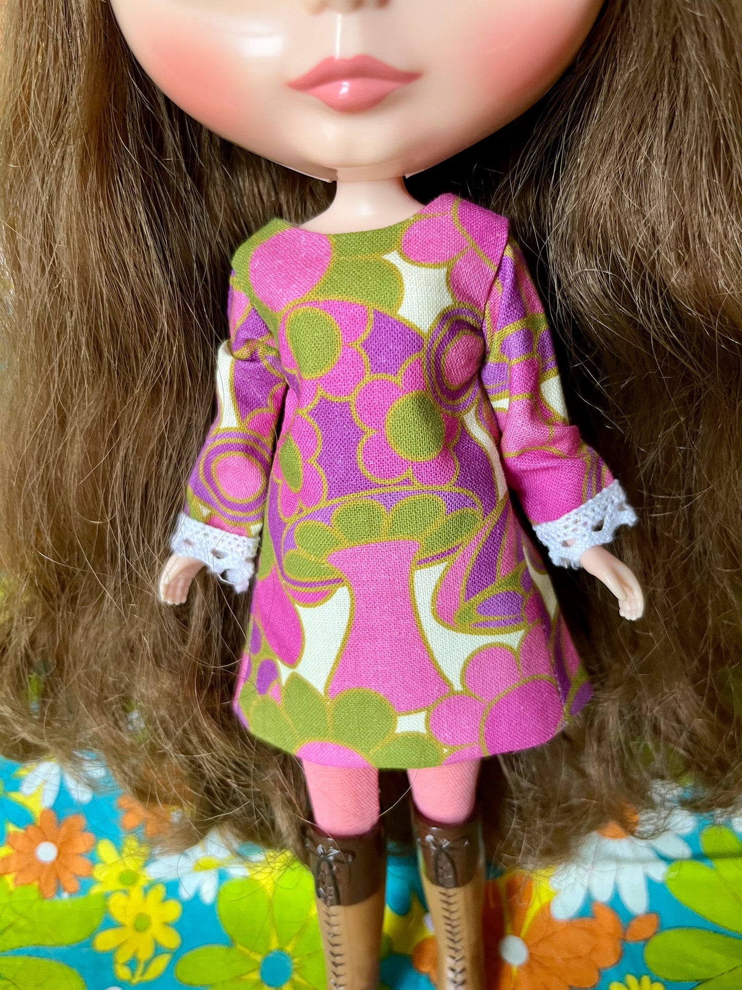 Alice Apple Mod Shift dress with sleeves OOAK