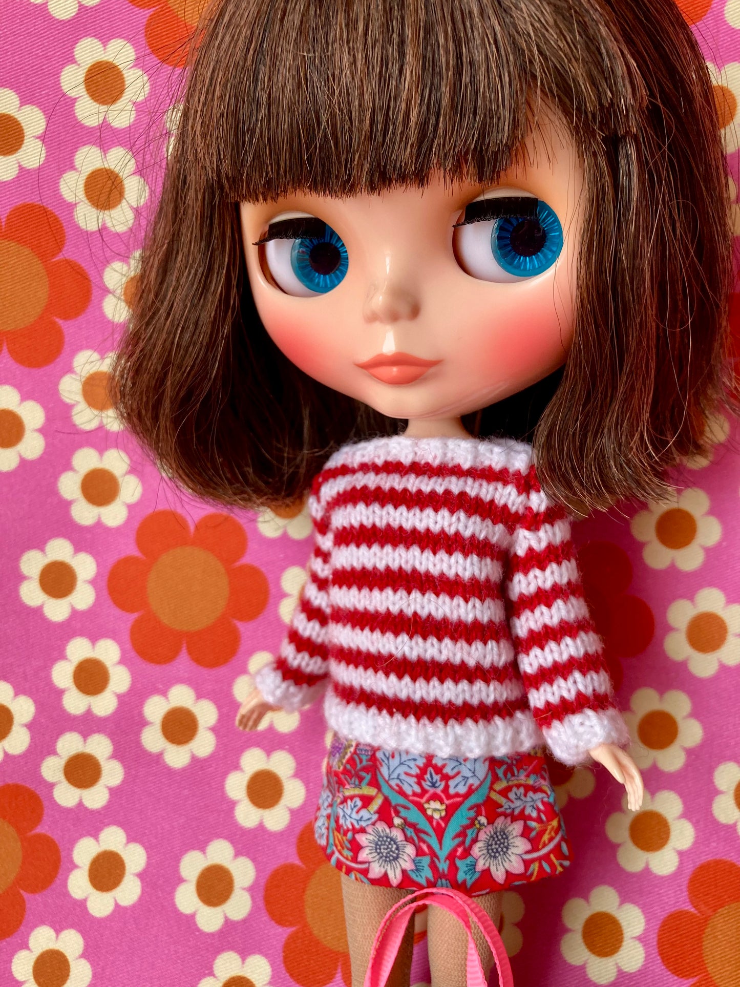 Breton Sweater, Skirt & Bag for Blythe Doll