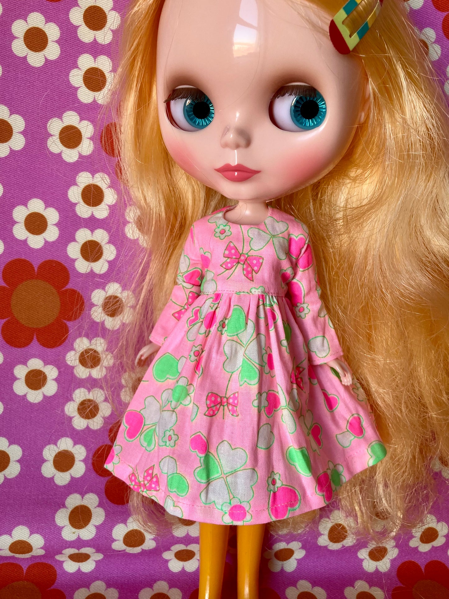 Antique Pink Cute Daisy Clover Dress for Blythe Doll