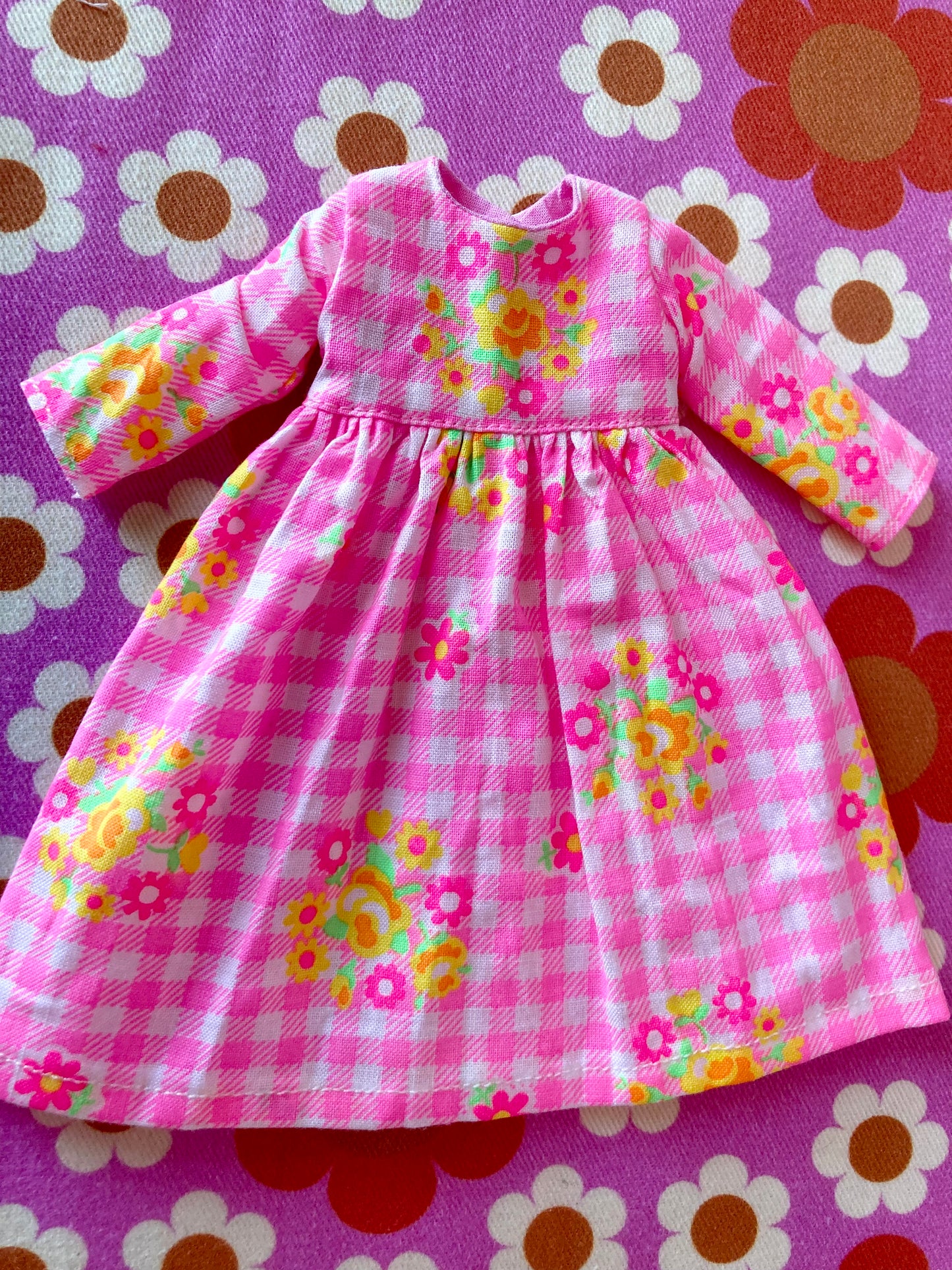 Pink Gingham Long Sleeve Dress for Blythe Doll