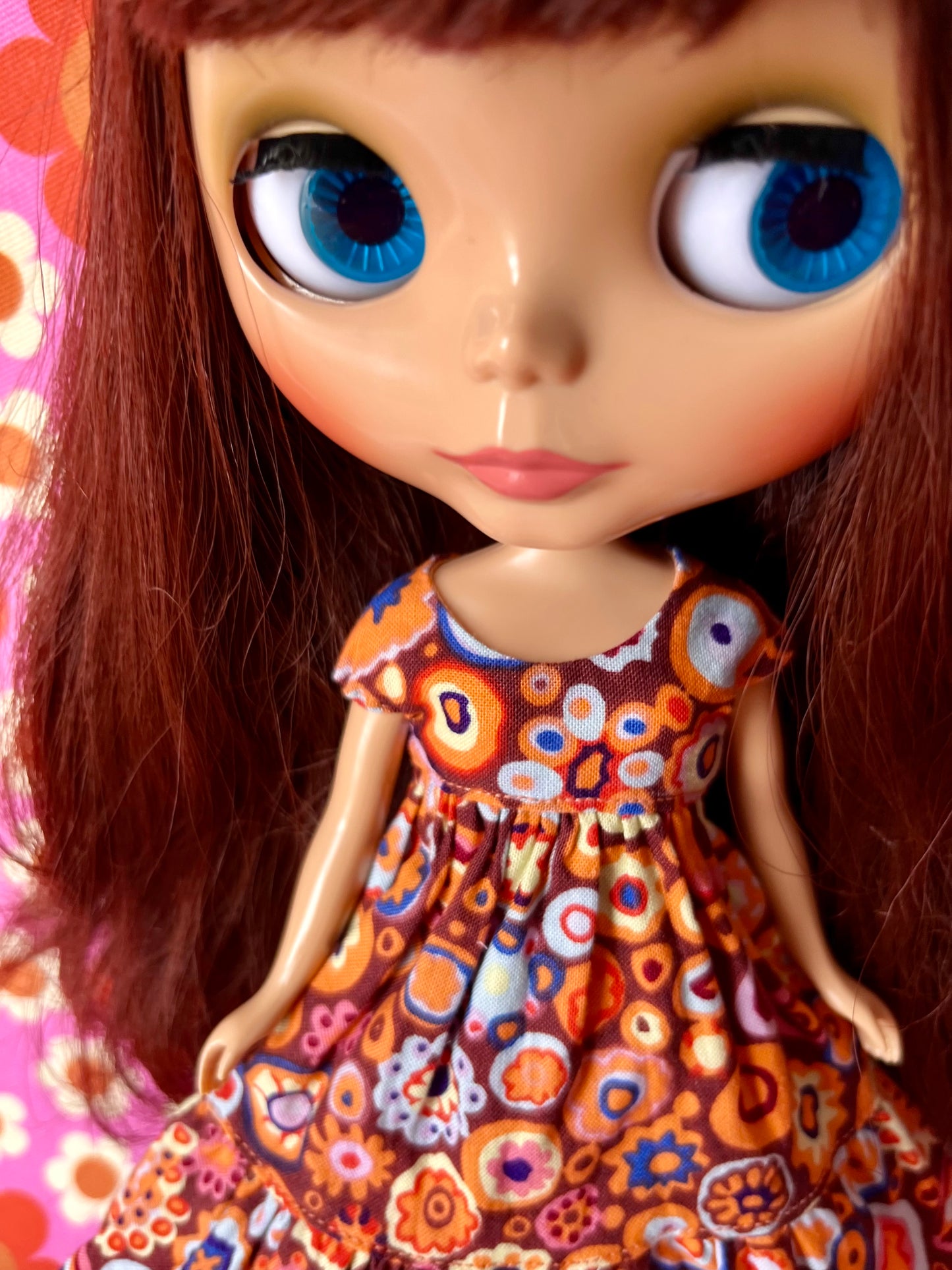 Paperweight Hippie Orange/Brown Dress for Blythe Doll