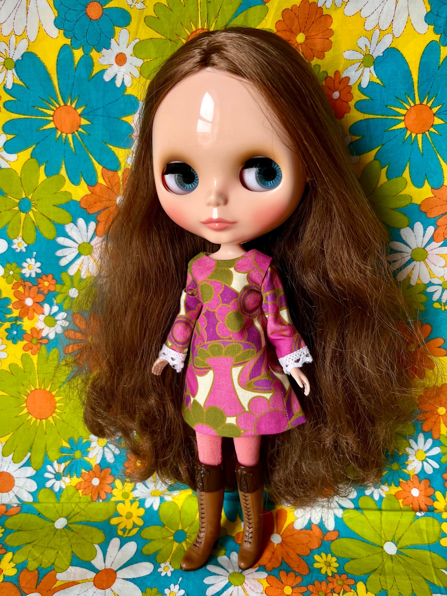 Alice Apple Mod Shift dress with sleeves OOAK