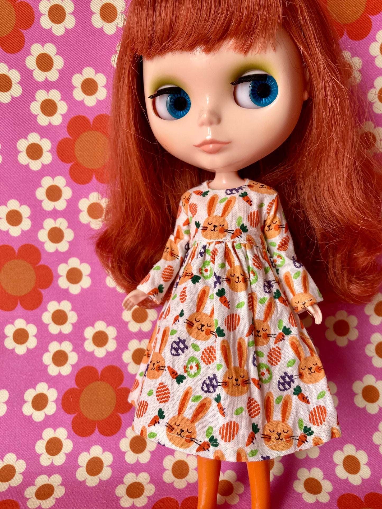 Bunny Carrot Cute Print Dress for Blythe Doll