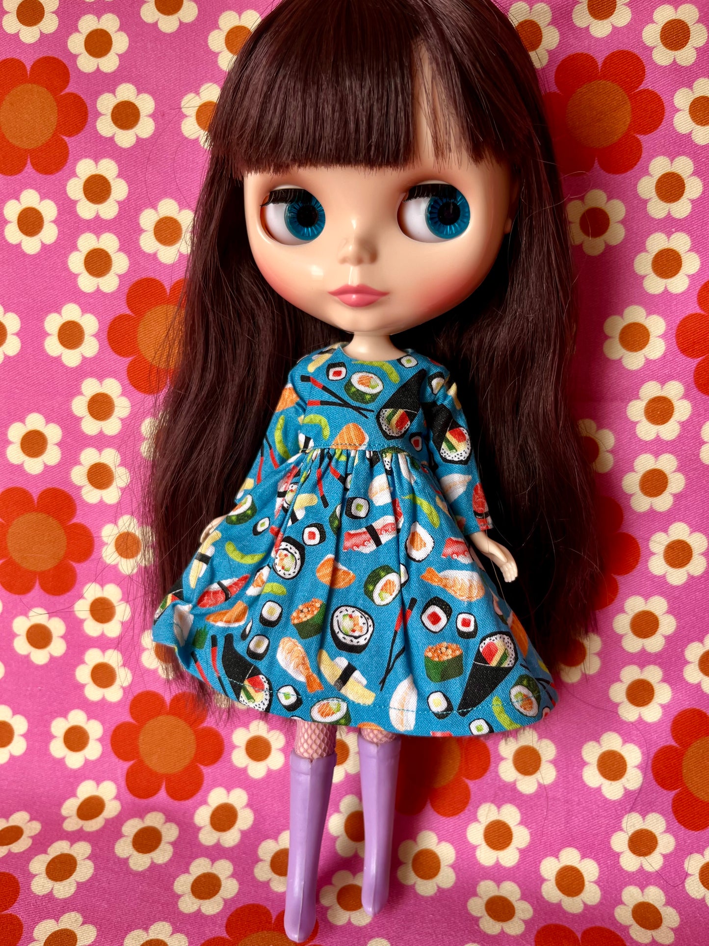 Cute Sushi Japanese Print Happy Dress for Blythe Doll