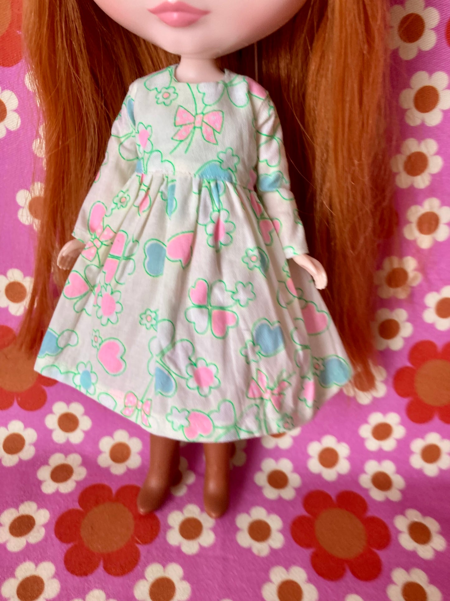 Antique Pink Cute Daisy Clover Dress for Blythe Doll
