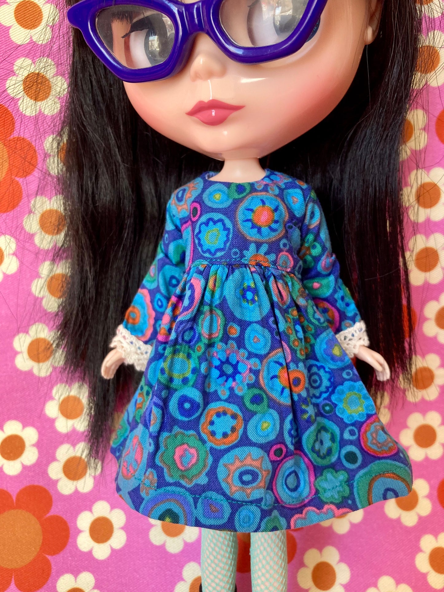Paperweight Blue Long Sleeve Dress for Blythe Doll