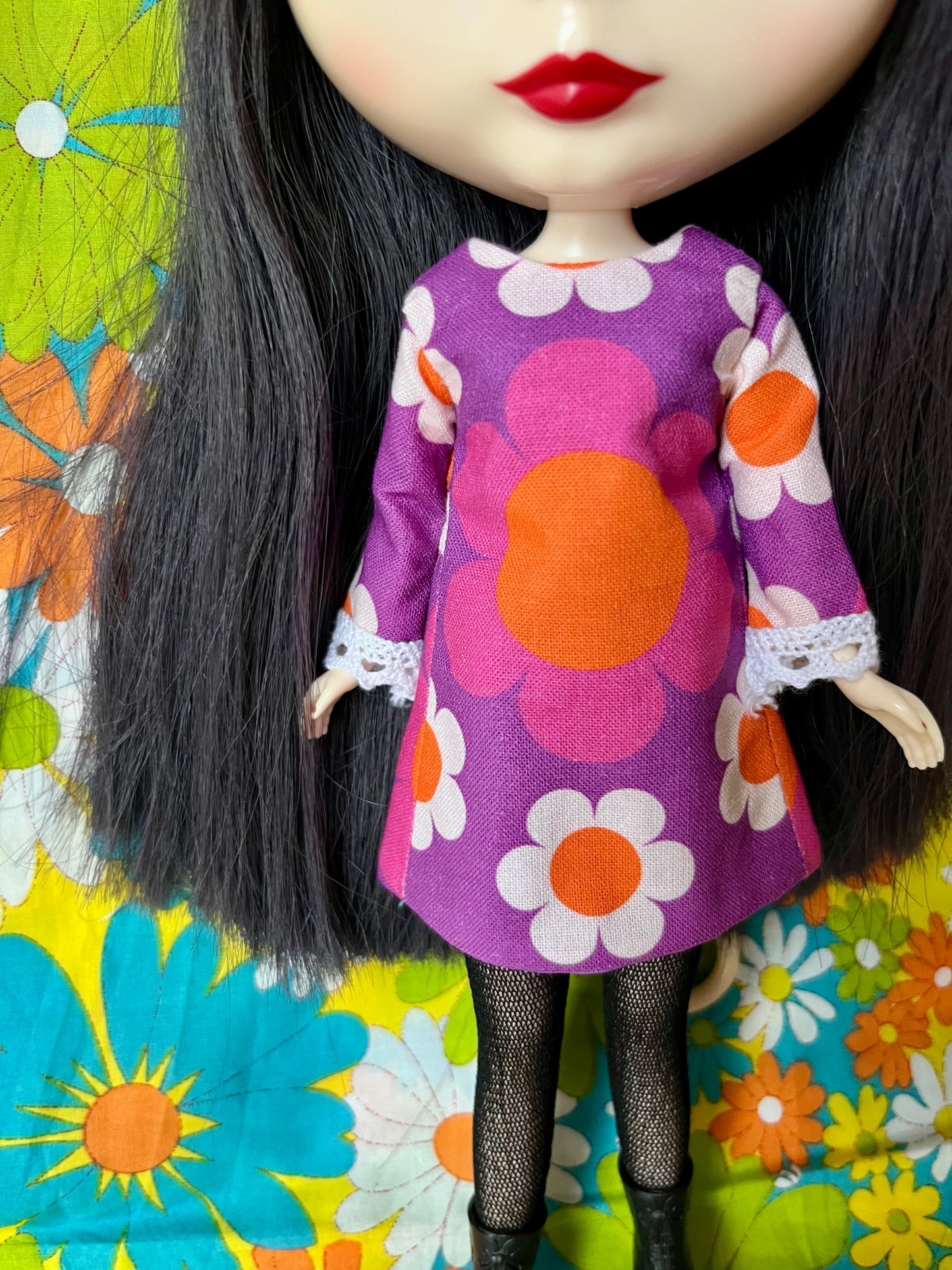 Alice Apple Mod Shift dress with sleeves OOAK