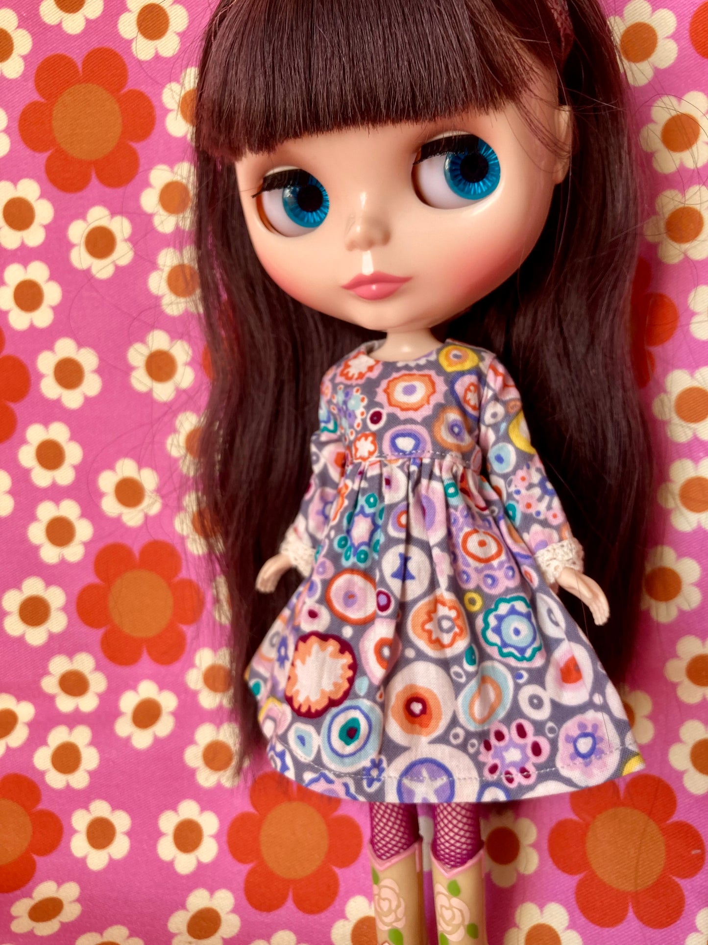 Paperweight Grey Long Sleeve Dress for Blythe Doll