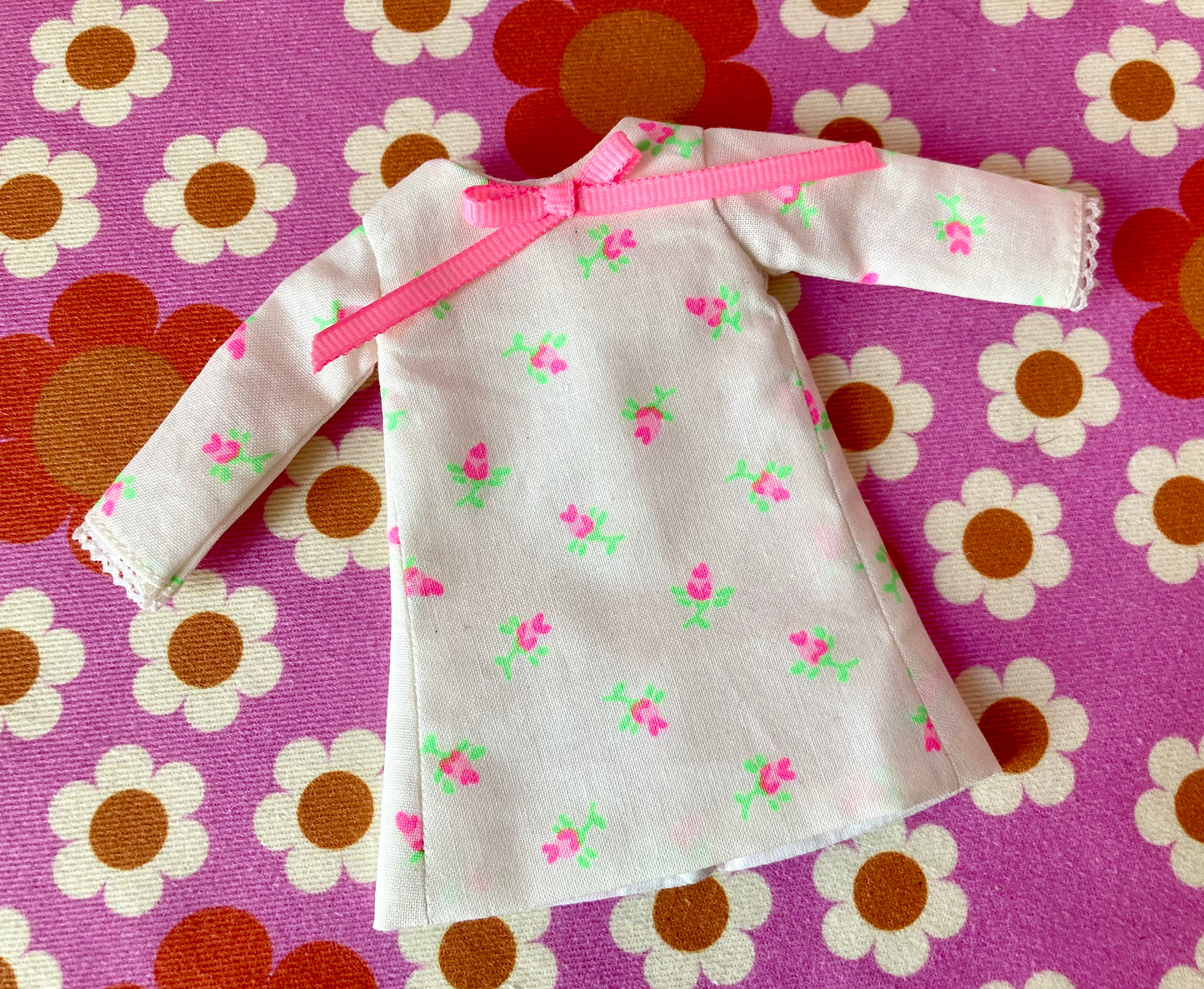 Neon Rosebud Mod Shift dress with sleeves