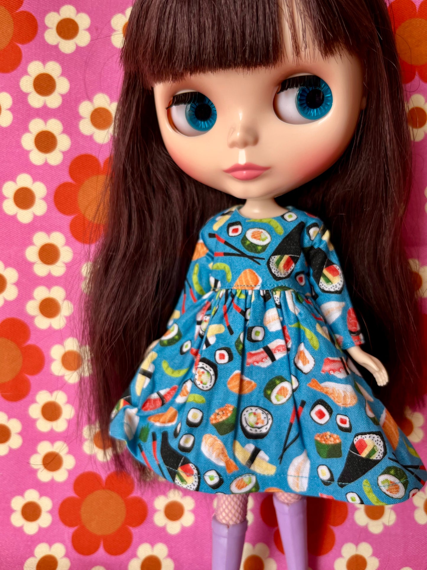 Cute Sushi Japanese Print Happy Dress for Blythe Doll