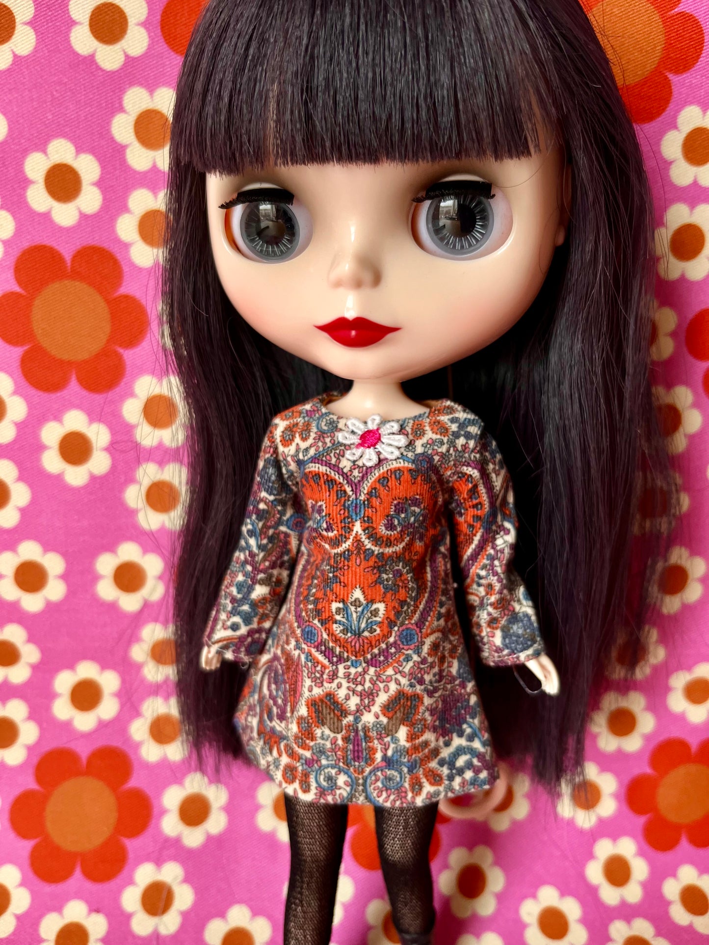 Liberty Corduroy Shift dress with sleeves & Bag which opens