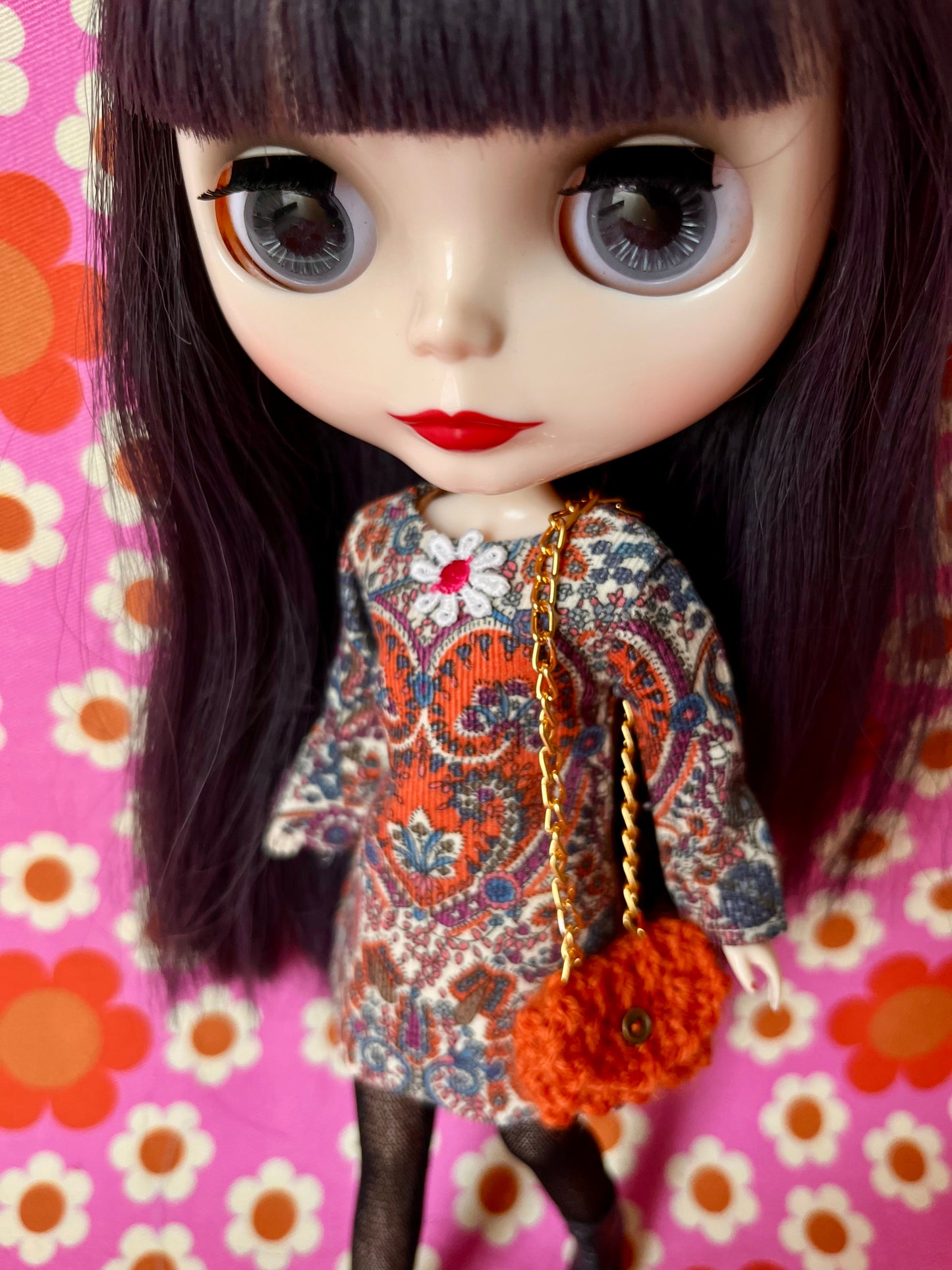 Liberty Corduroy Shift dress with sleeves & Bag which opens