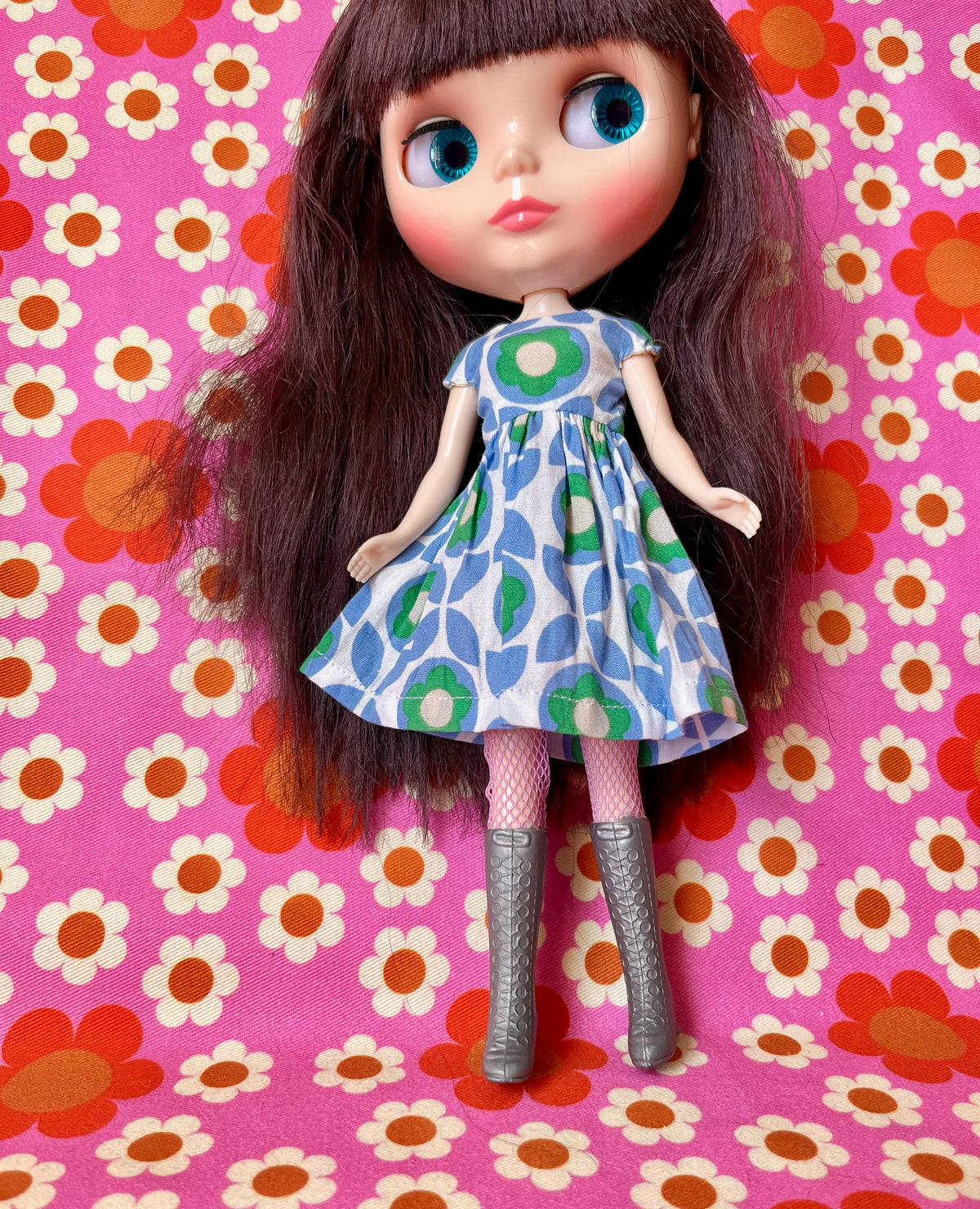 Blue Mod Summer Cap Sleeve Dress for Blythe Doll
