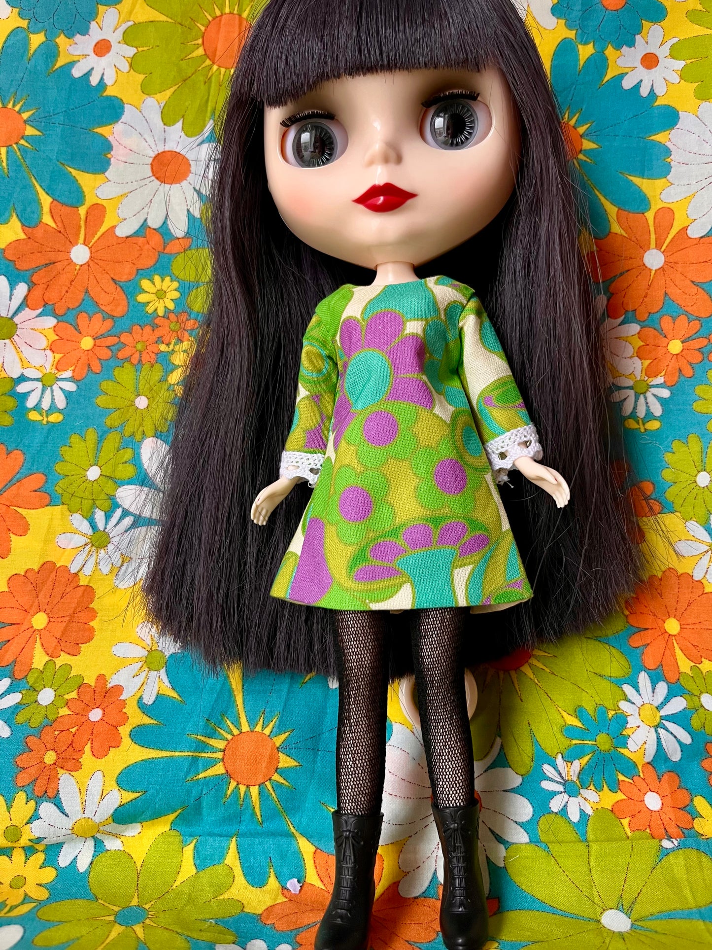 Alice Apple Mod Shift dress with sleeves OOAK