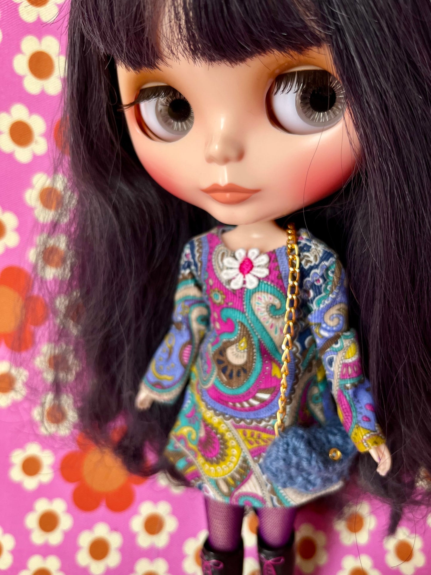 Liberty Corduroy Shift dress with sleeves & Bag which opens