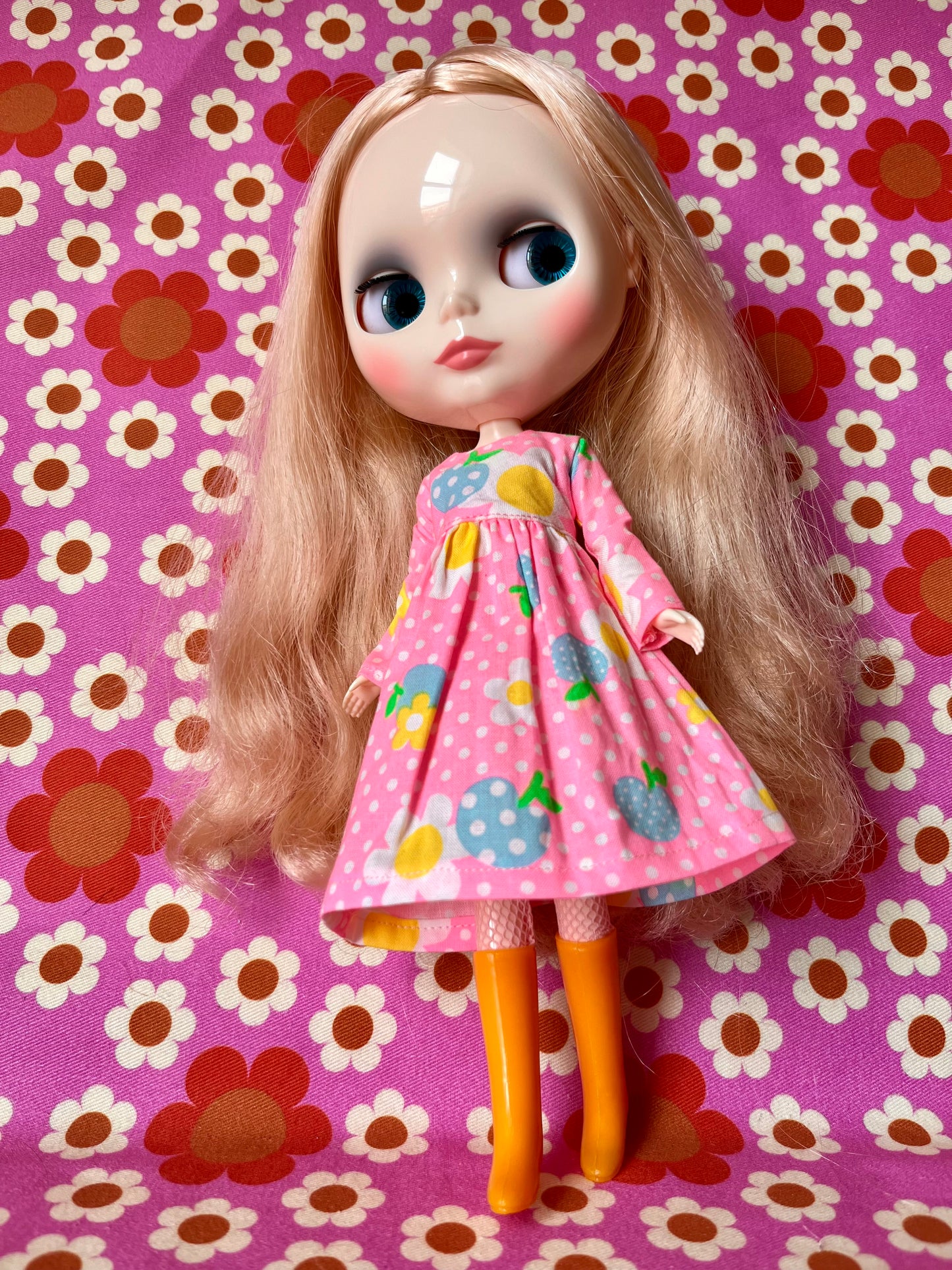 Pink Daisy Long Sleeve Dress for Blythe Doll