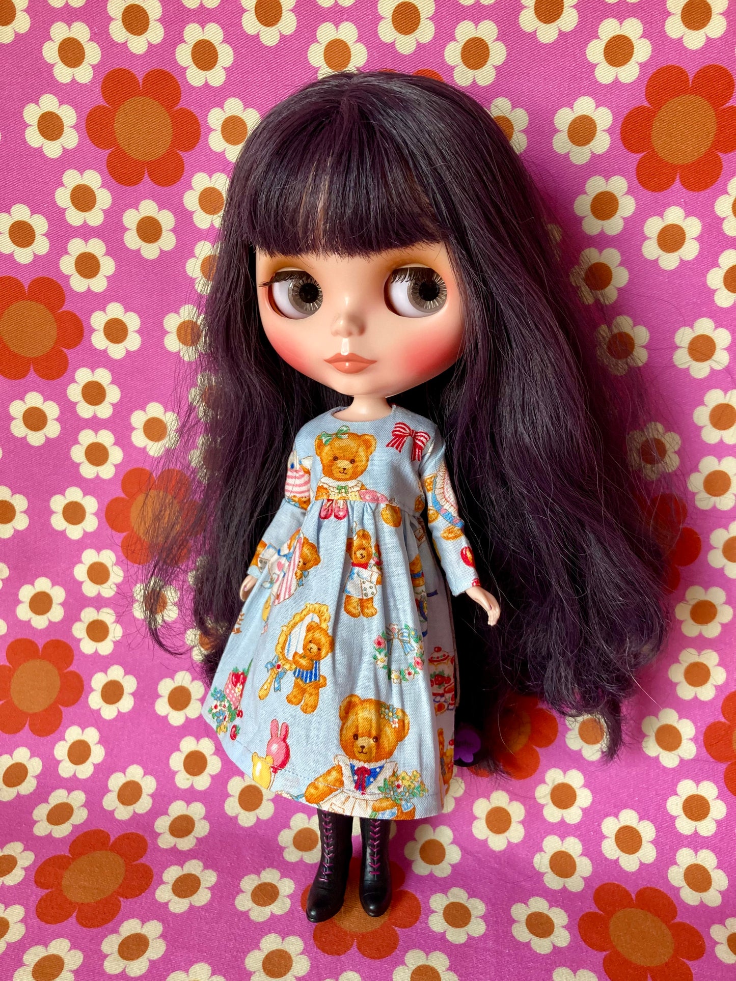 Blue Teddy Dress for Blythe Doll