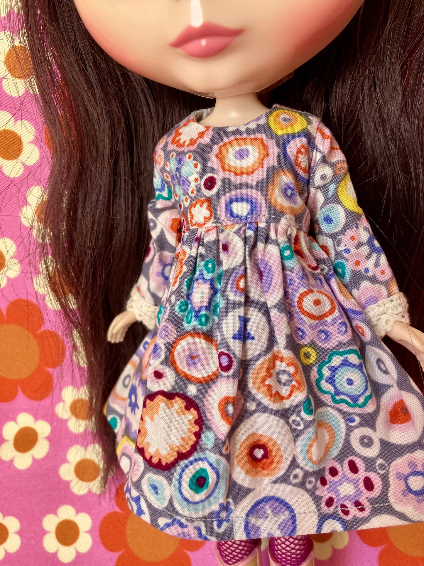 Paperweight Grey Long Sleeve Dress for Blythe Doll