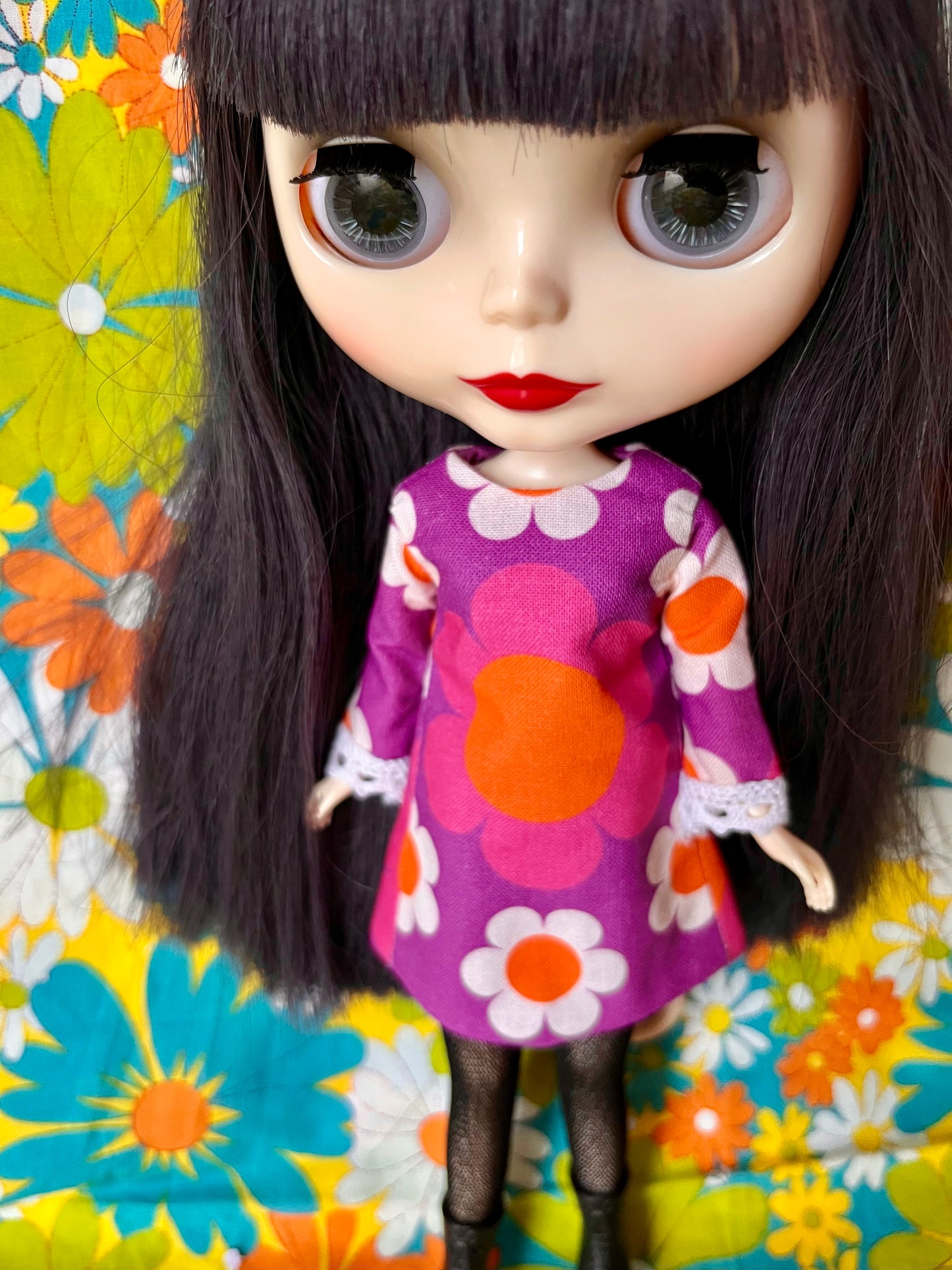 Alice Apple Mod Shift dress with sleeves OOAK