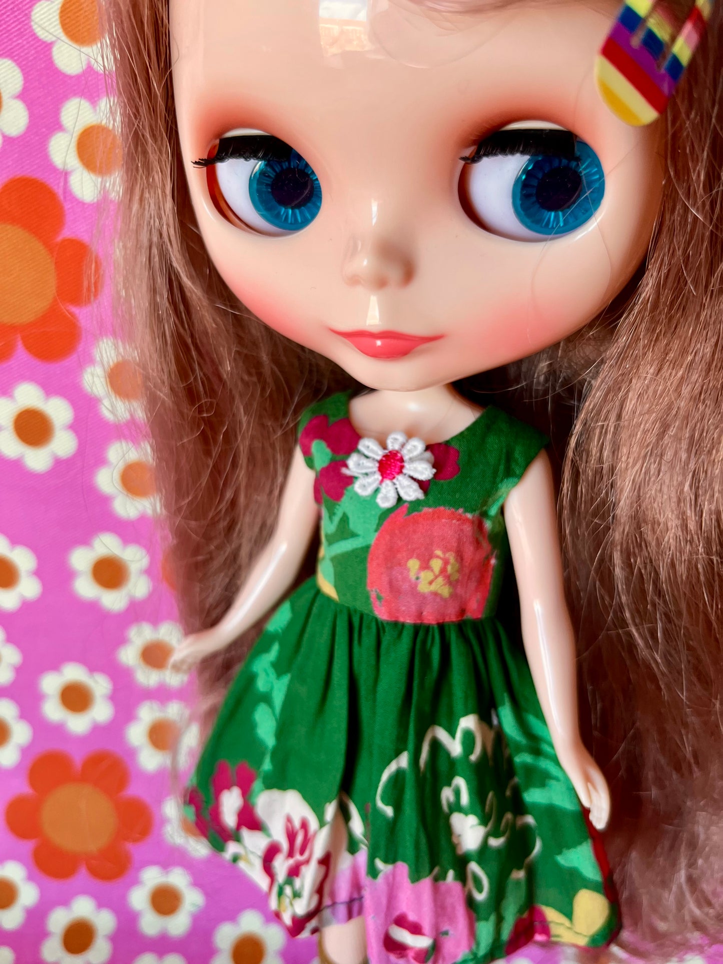 Green Floral Lawn Summer Simple Sleeveless Dress for Blythe
