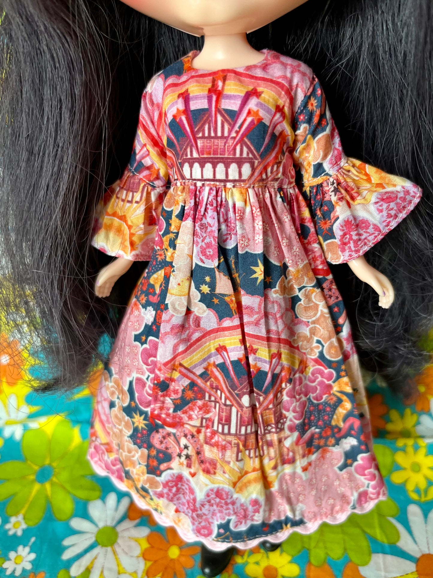 Liberty Magical Mysteey Tour Rainbow Psychedelic Dress