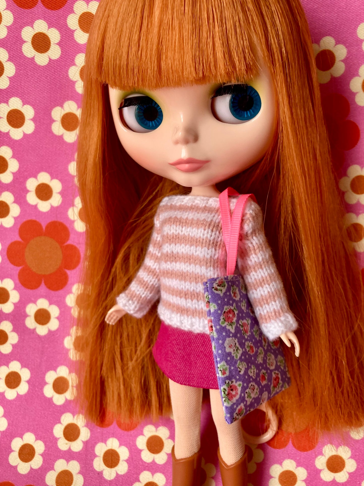 Breton Sweater, Skirt & Bag for Blythe Doll