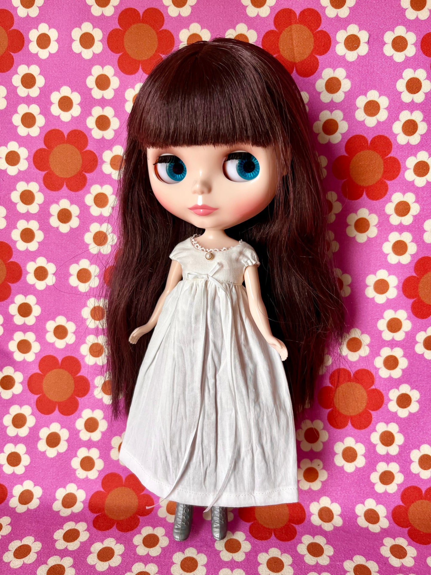 Jane Austen Long White Dress with Silk Bow