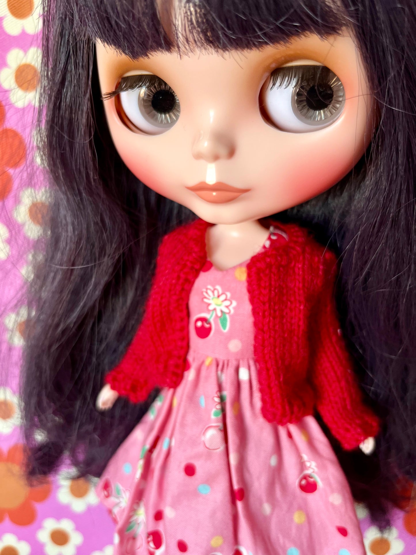Pink Cherry Dress & Cardigan for Blythe Doll