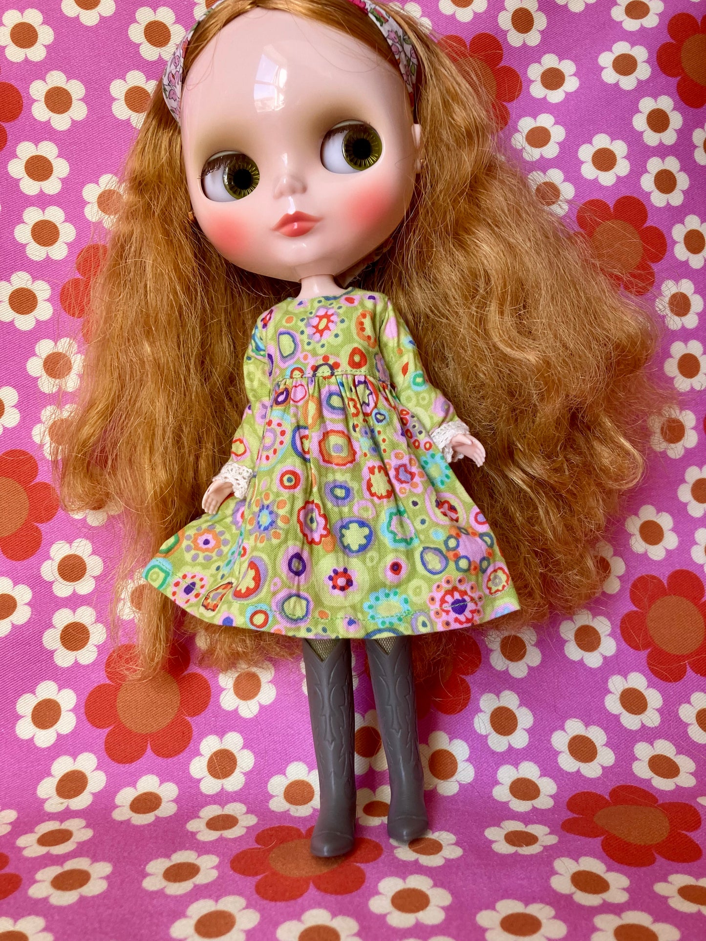 Paperweight Green Long Sleeve Dress for Blythe Doll