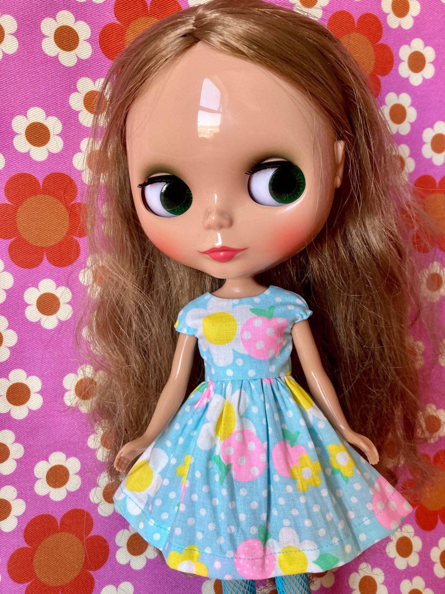 Blue Daisy Cap Sleeve Dress for Blythe Dollar