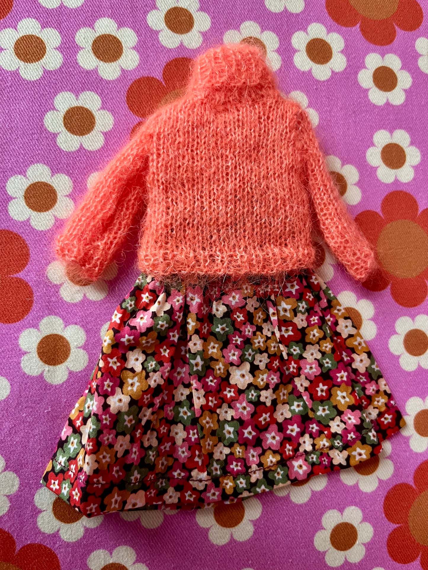 Liberty Skirt & Mohair Sweater Set for Blythe Doll
