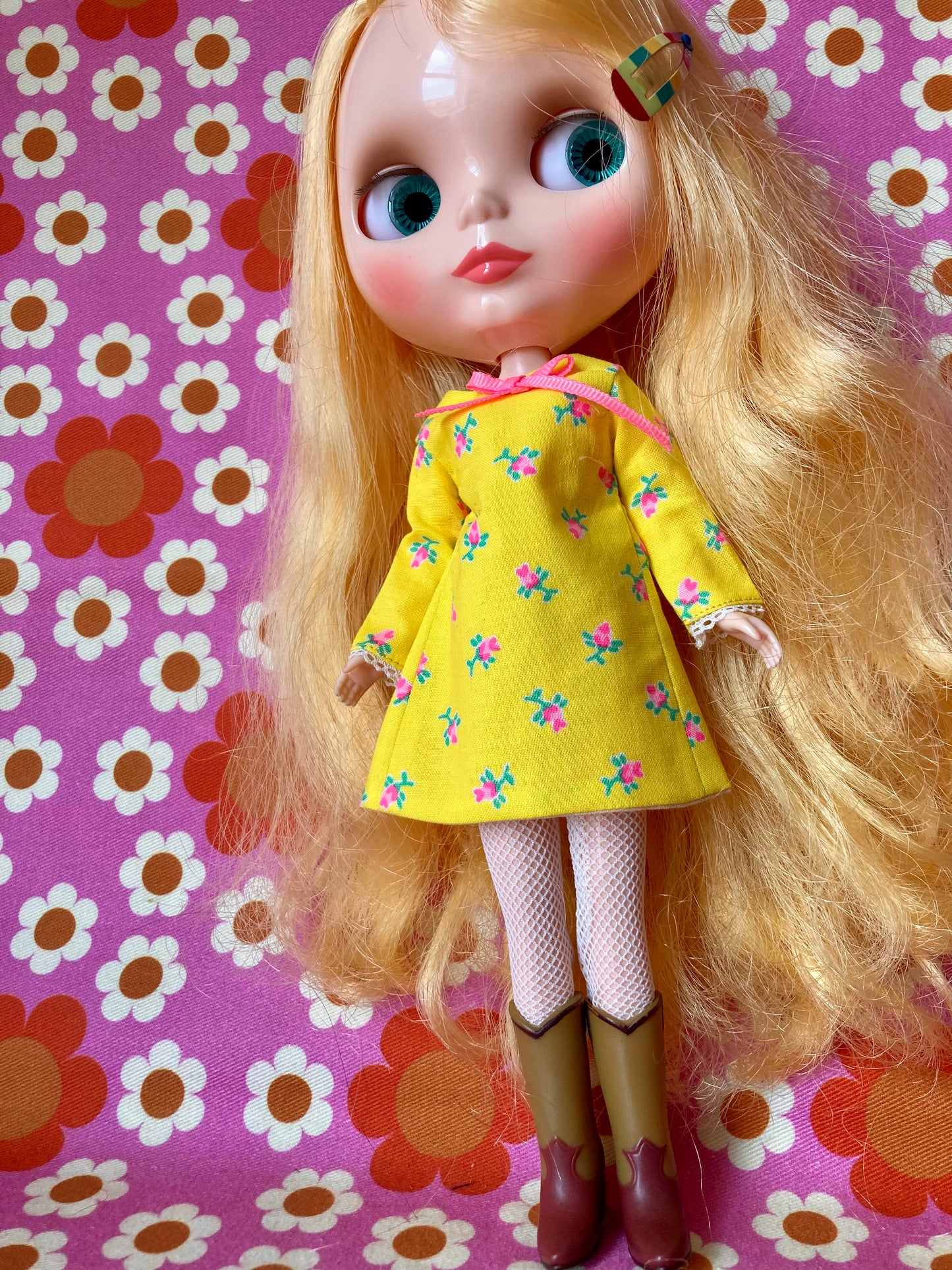 Neon Rosebud Mod Shift dress with sleeves