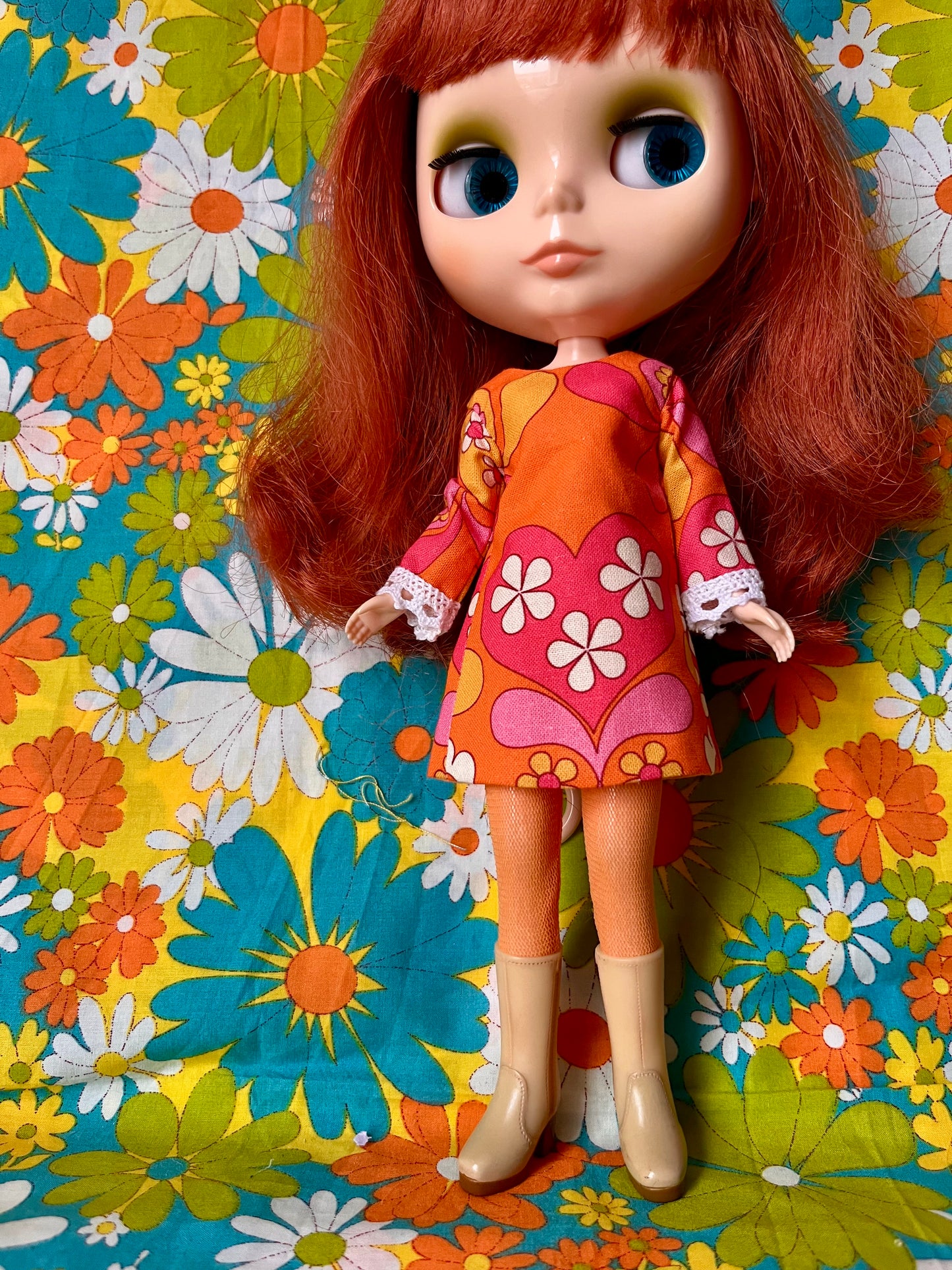 Alice Apple Mod Shift dress with sleeves OOAK