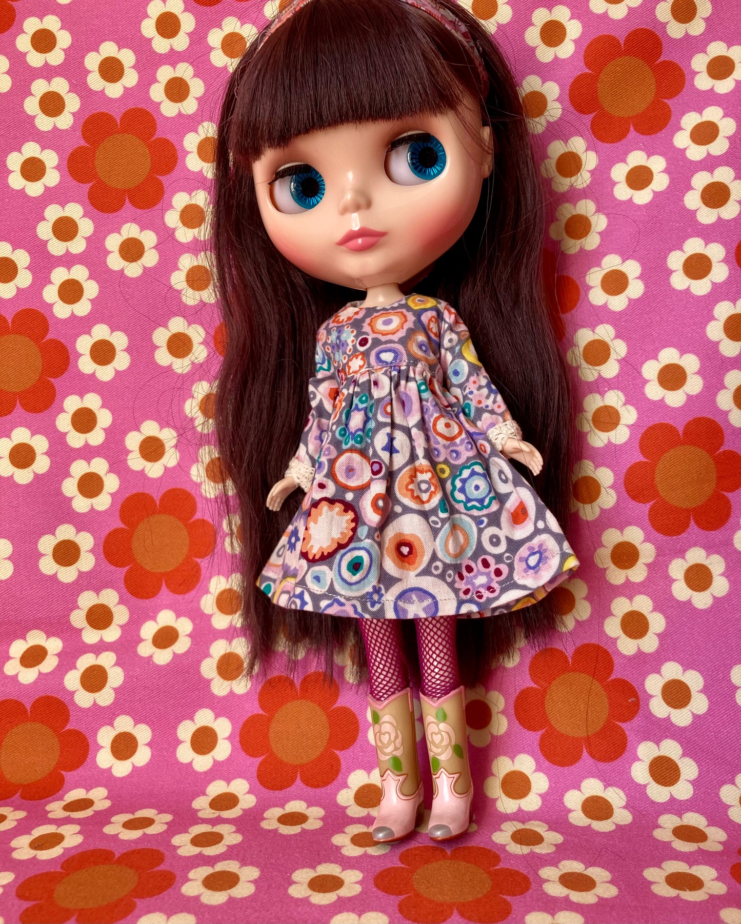 Paperweight Grey Long Sleeve Dress for Blythe Doll