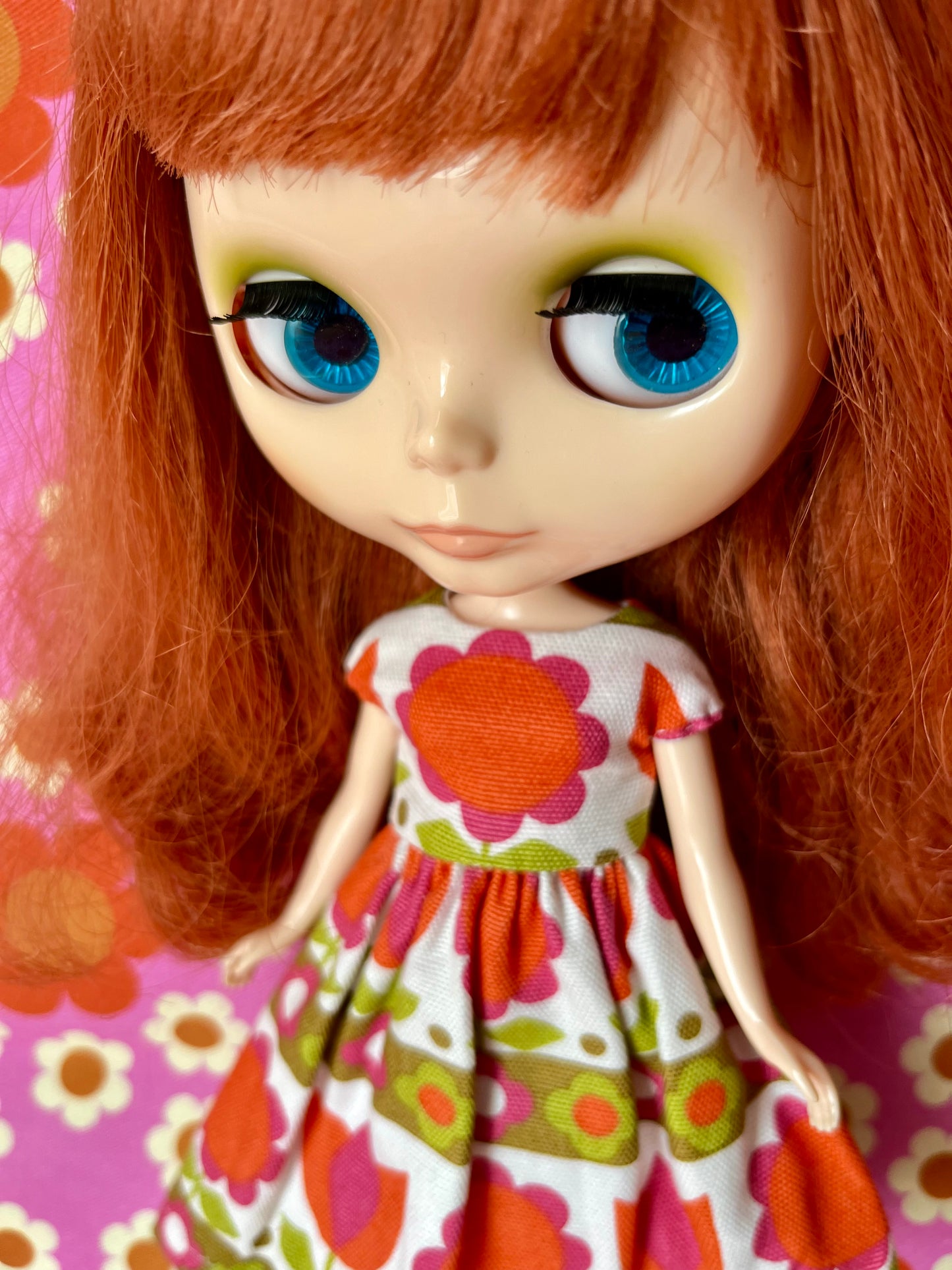 Mod Flower Cap Sleeve Dress for Blythe Doll