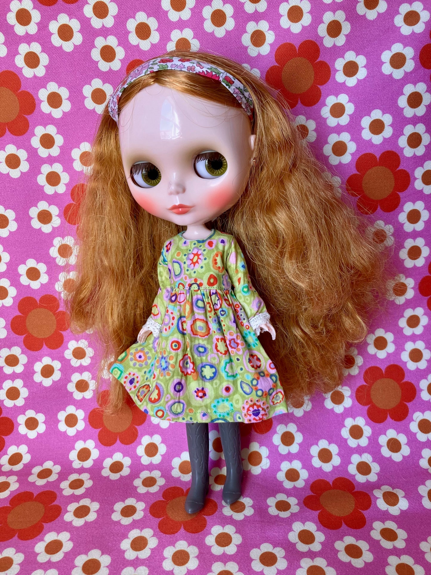 Paperweight Green Long Sleeve Dress for Blythe Doll