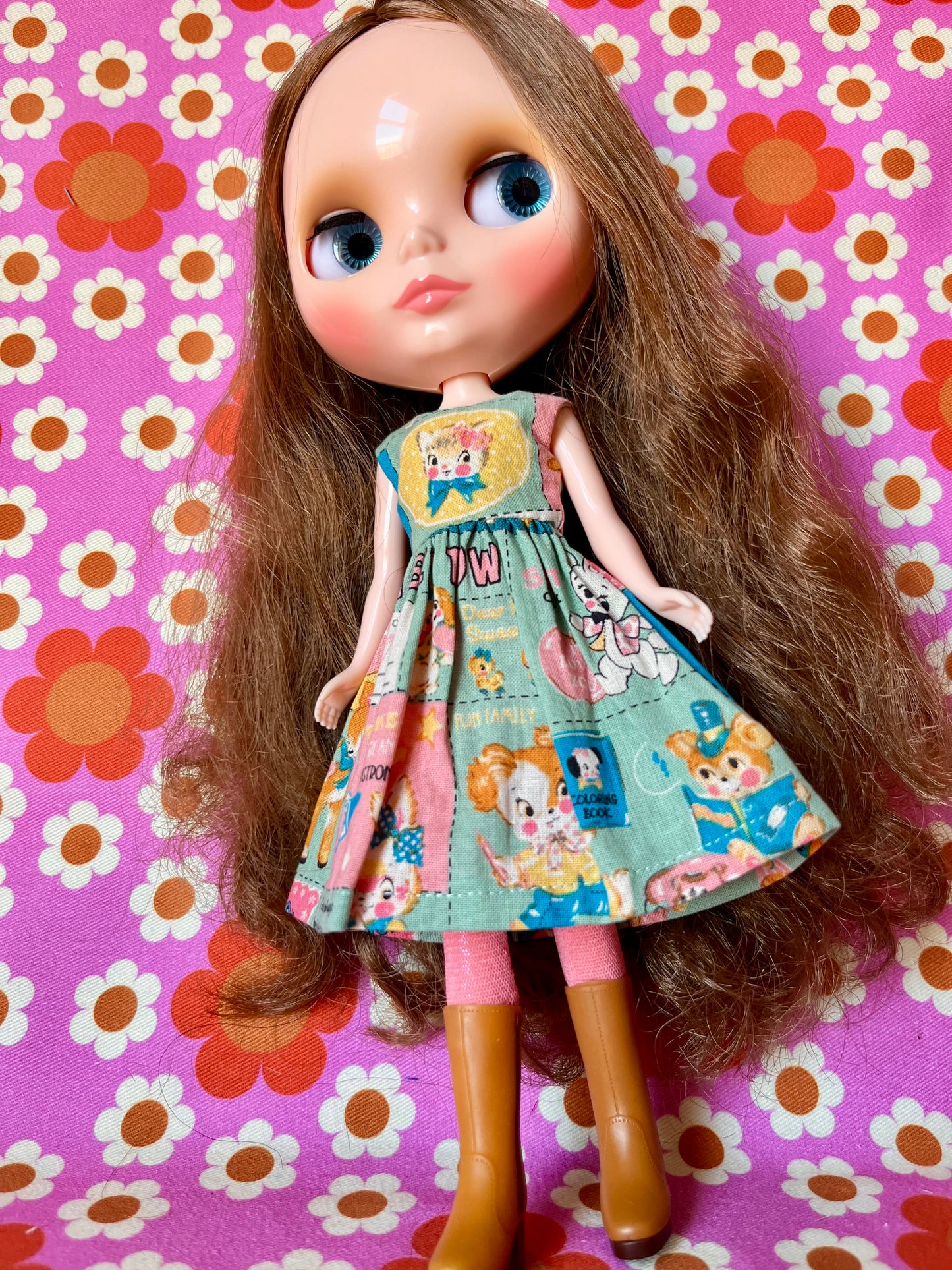 White Cat Summer Simple Sleeveless Dress for Blythe