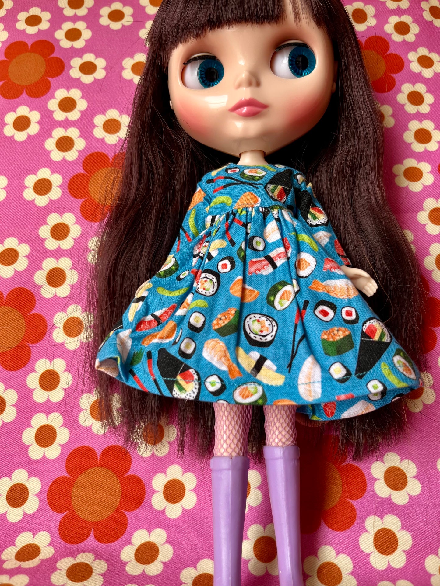 Cute Sushi Japanese Print Happy Dress for Blythe Doll