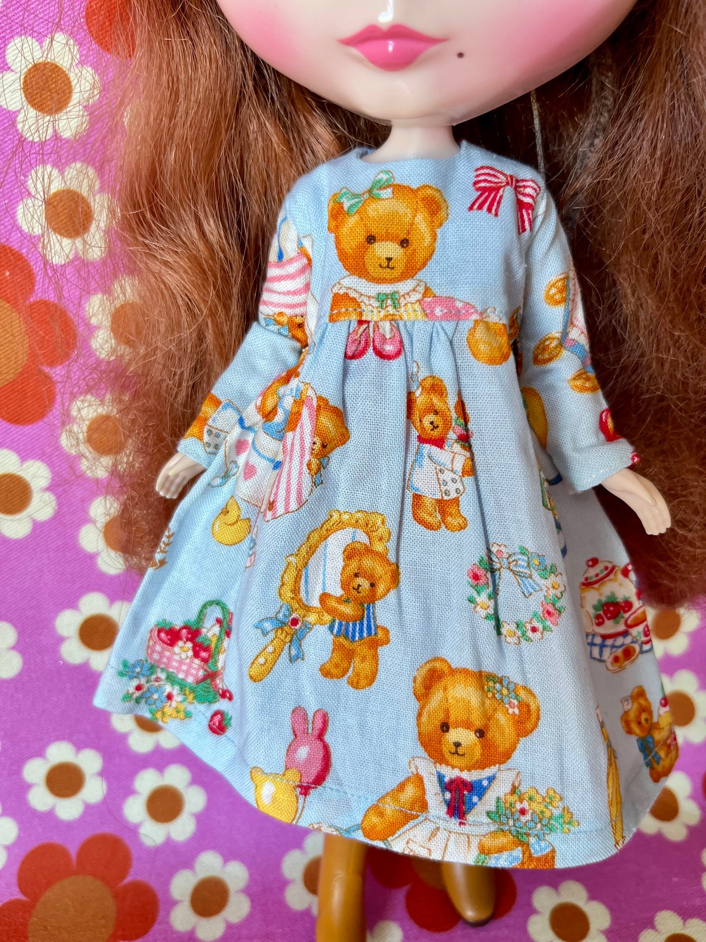 Blue Teddy Dress for Blythe Doll