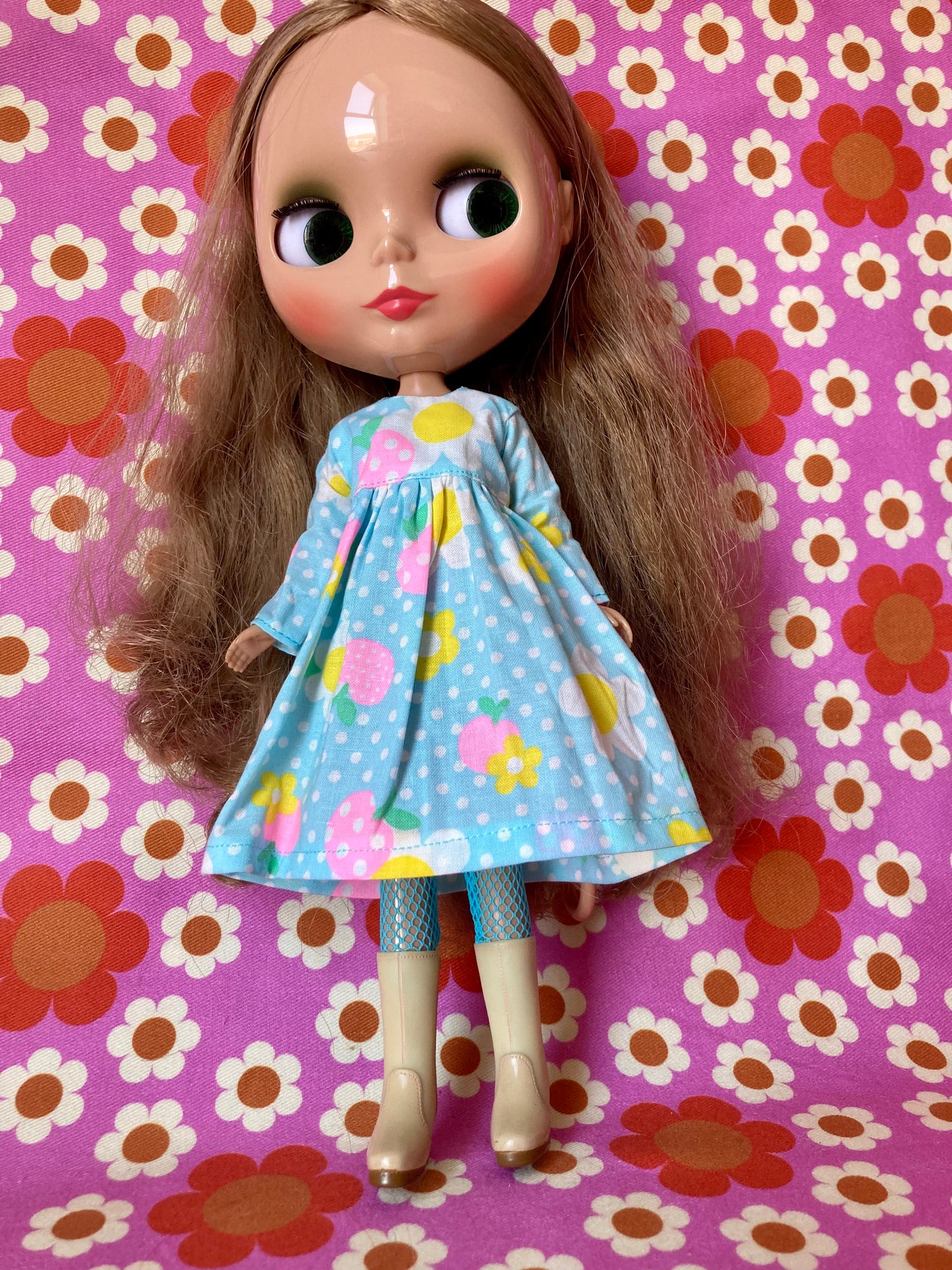 Blue Daisy Long Sleeve Dress for Blythe Doll
