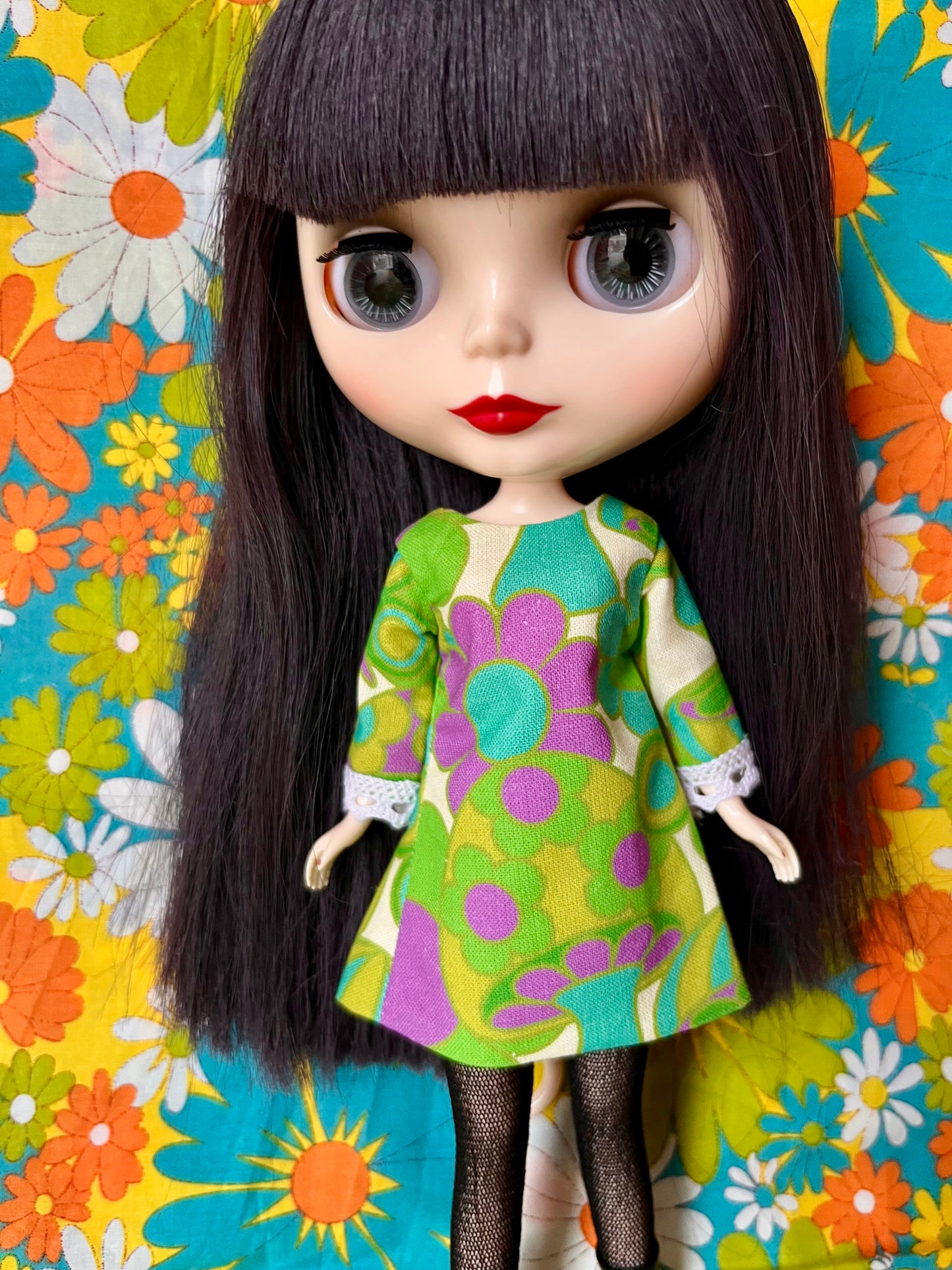 Alice Apple Mod Shift dress with sleeves OOAK