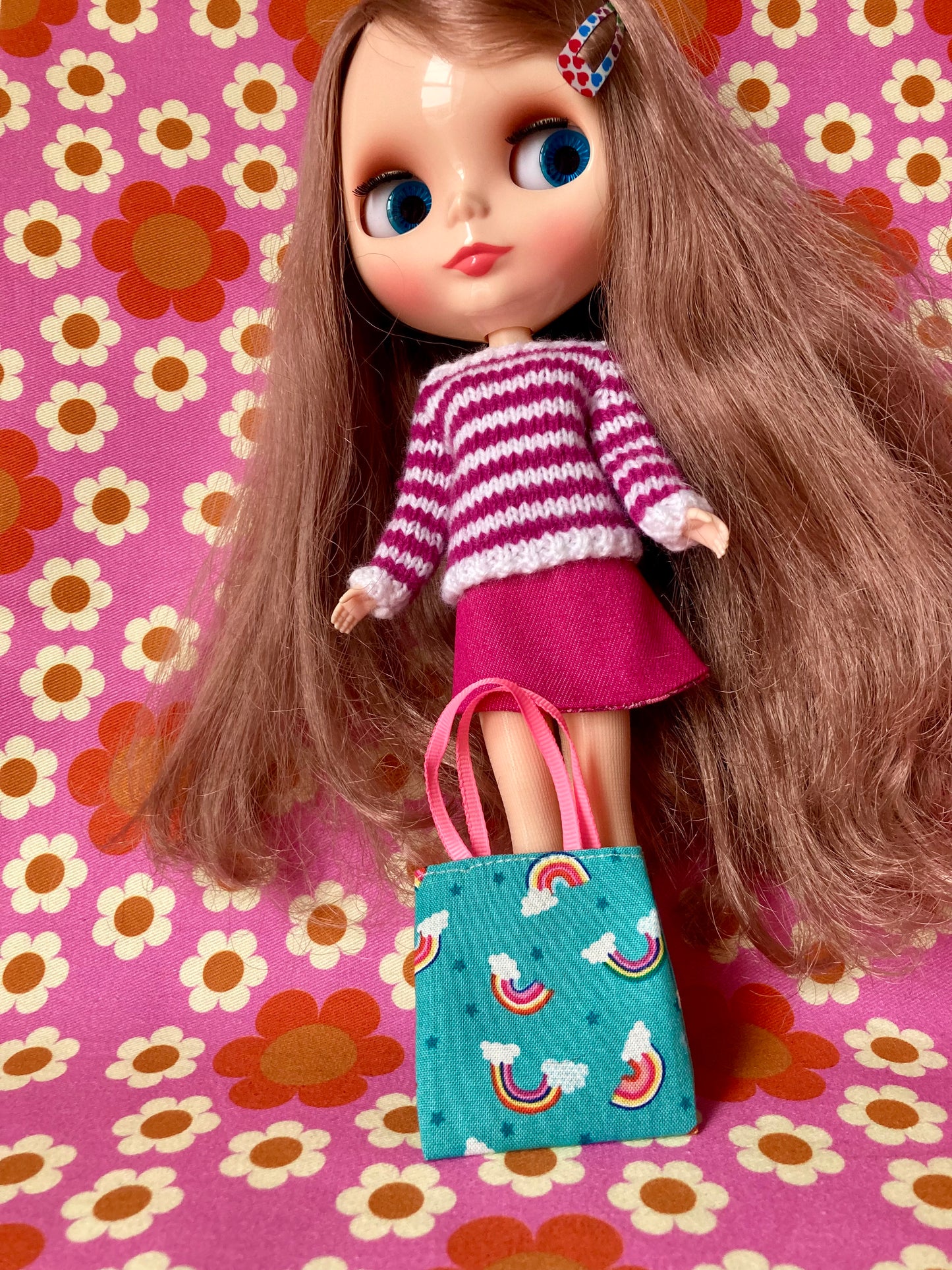 Breton Sweater, Skirt & Bag for Blythe Doll