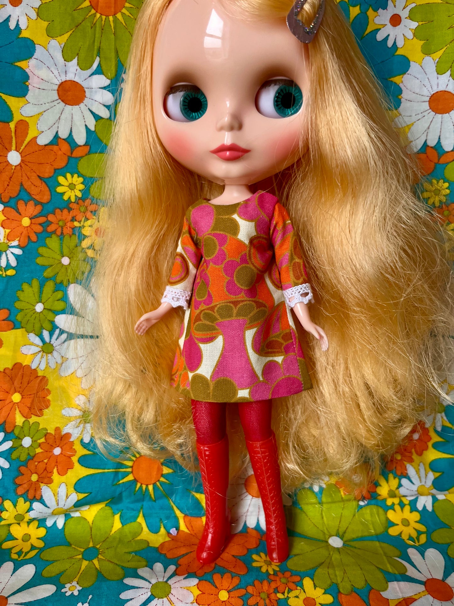 Alice Apple Mod Shift dress with sleeves OOAK