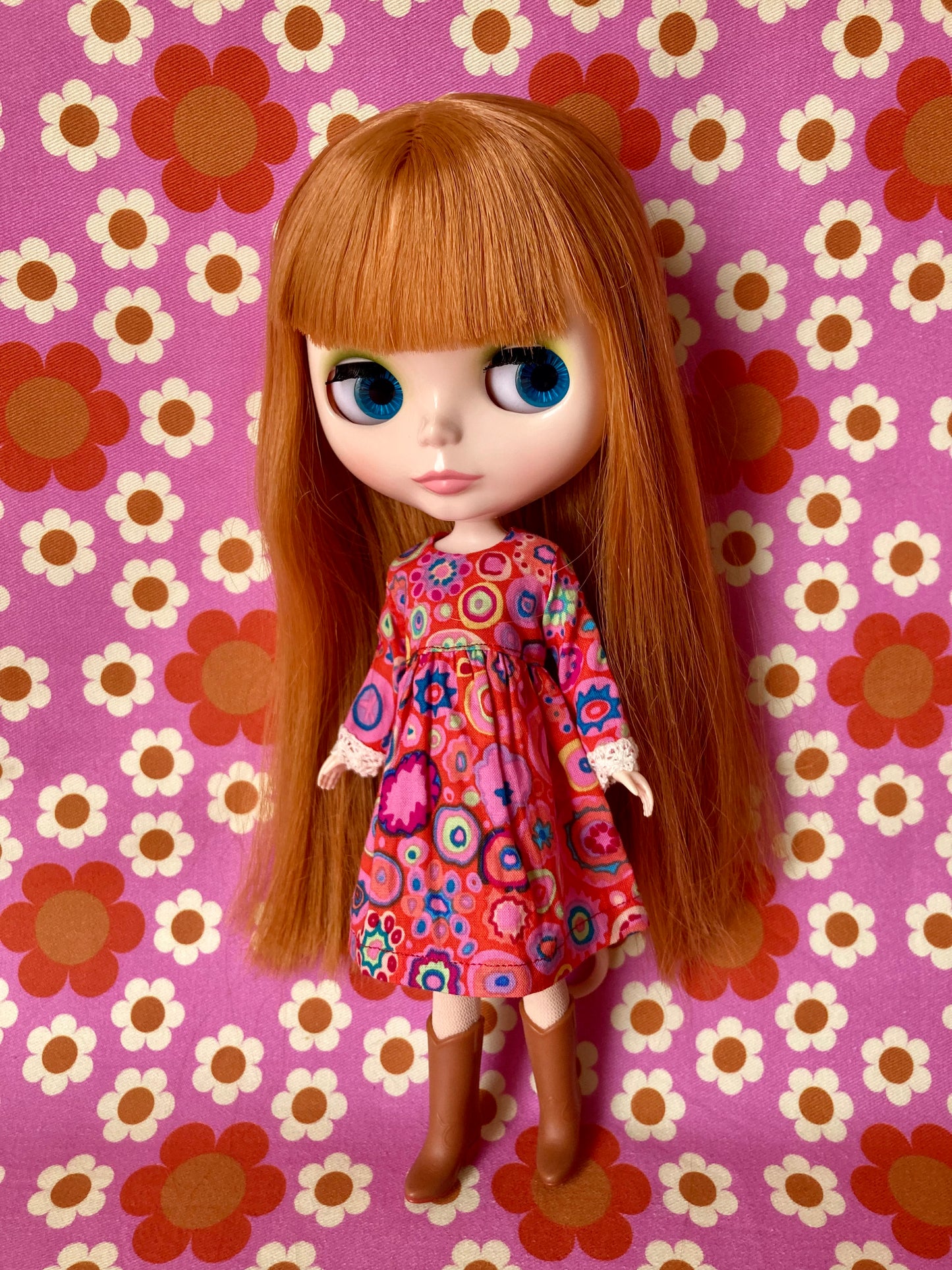 Paperweight Red Long Sleeve Dress for Blythe Doll